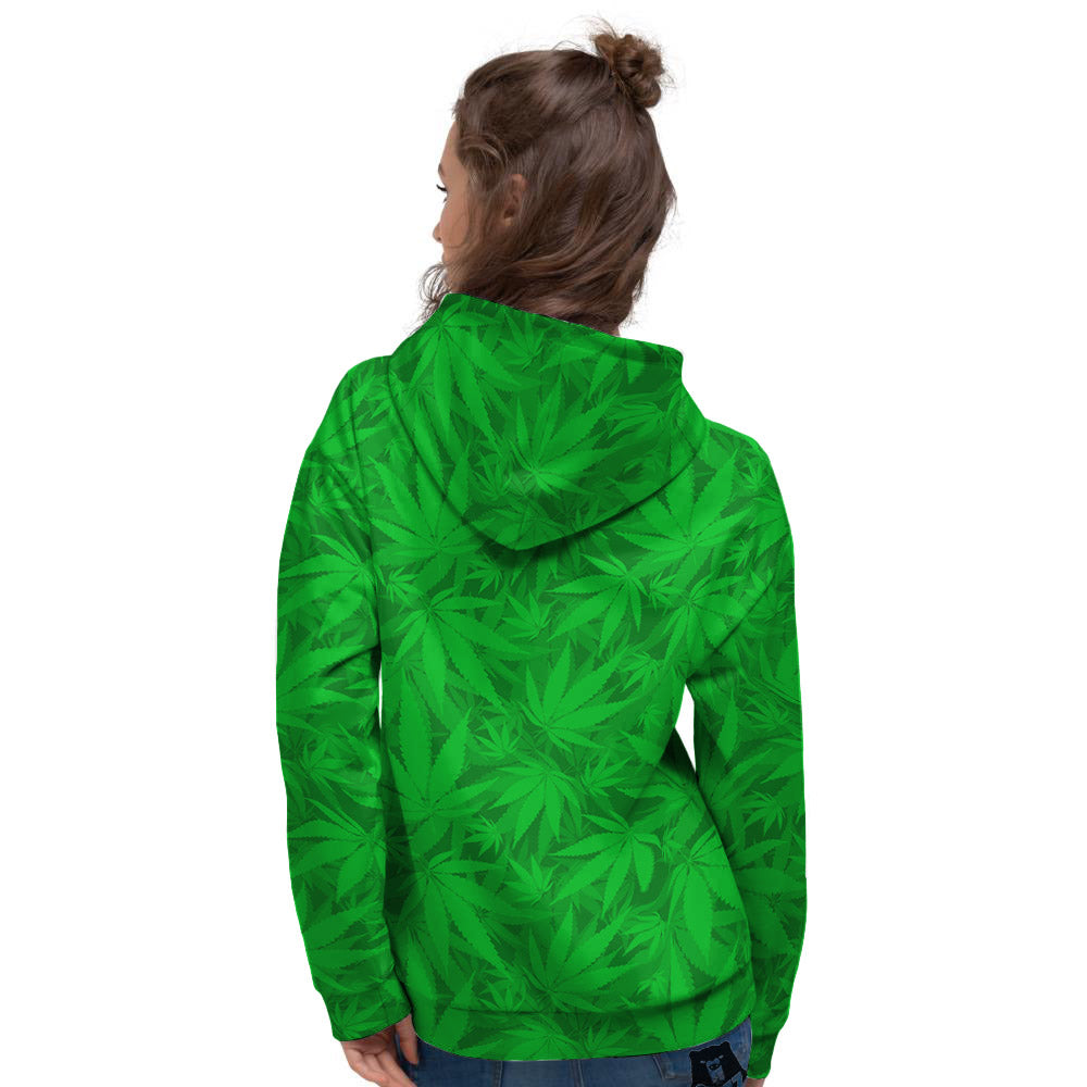 Cannabis Leaves Print Pattern Women's Hoodie-grizzshop