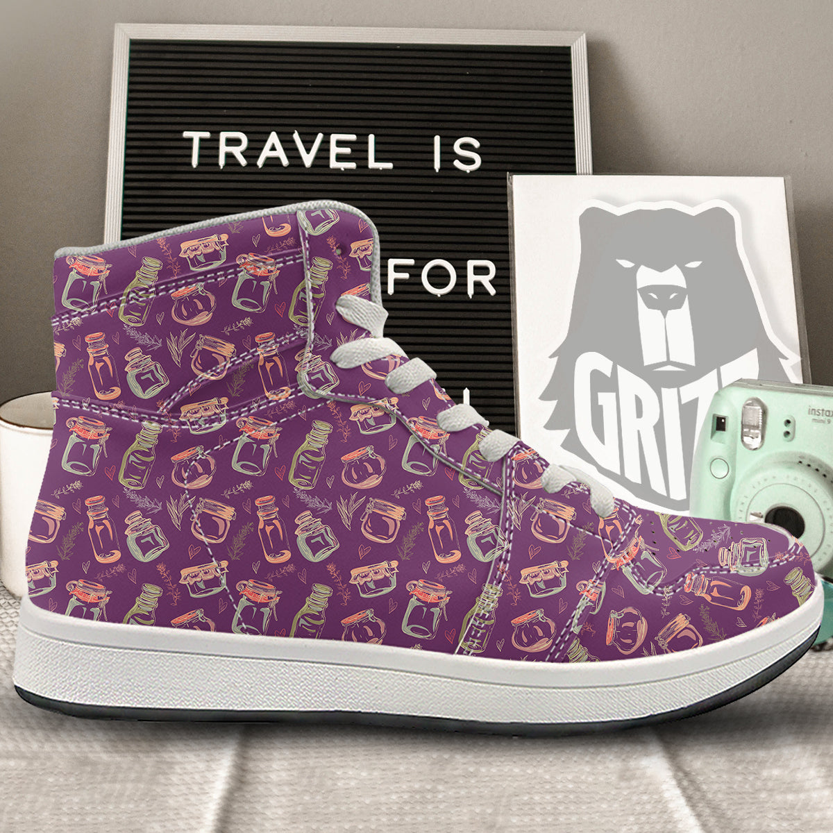 Canning Doodle Print Pattern High Top Sneakers-grizzshop