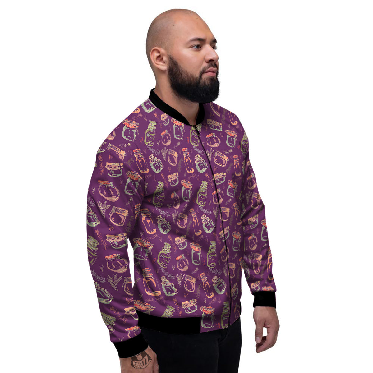 Canning Doodle Print Pattern Men's Bomber Jacket-grizzshop