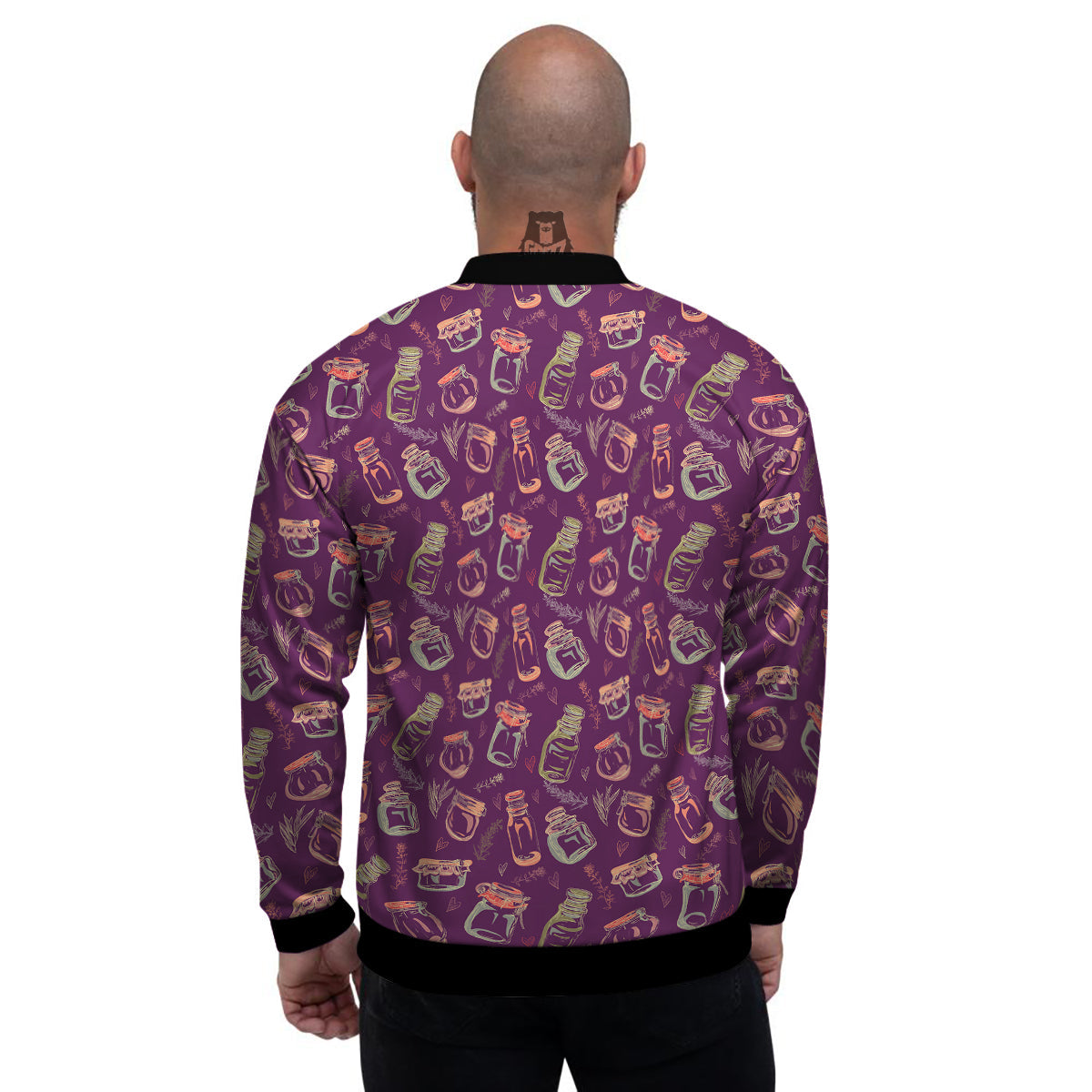Canning Doodle Print Pattern Men's Bomber Jacket-grizzshop