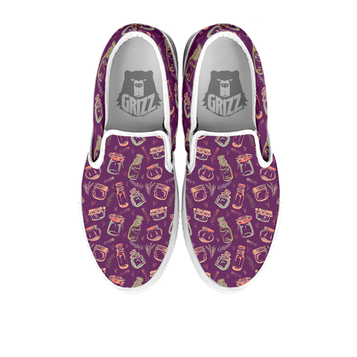 Canning Doodle Print Pattern White Slip On Shoes-grizzshop