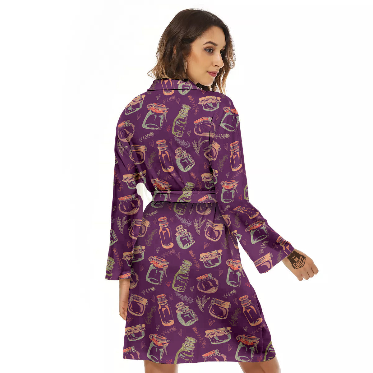Canning Doodle Print Pattern Women's Robe-grizzshop