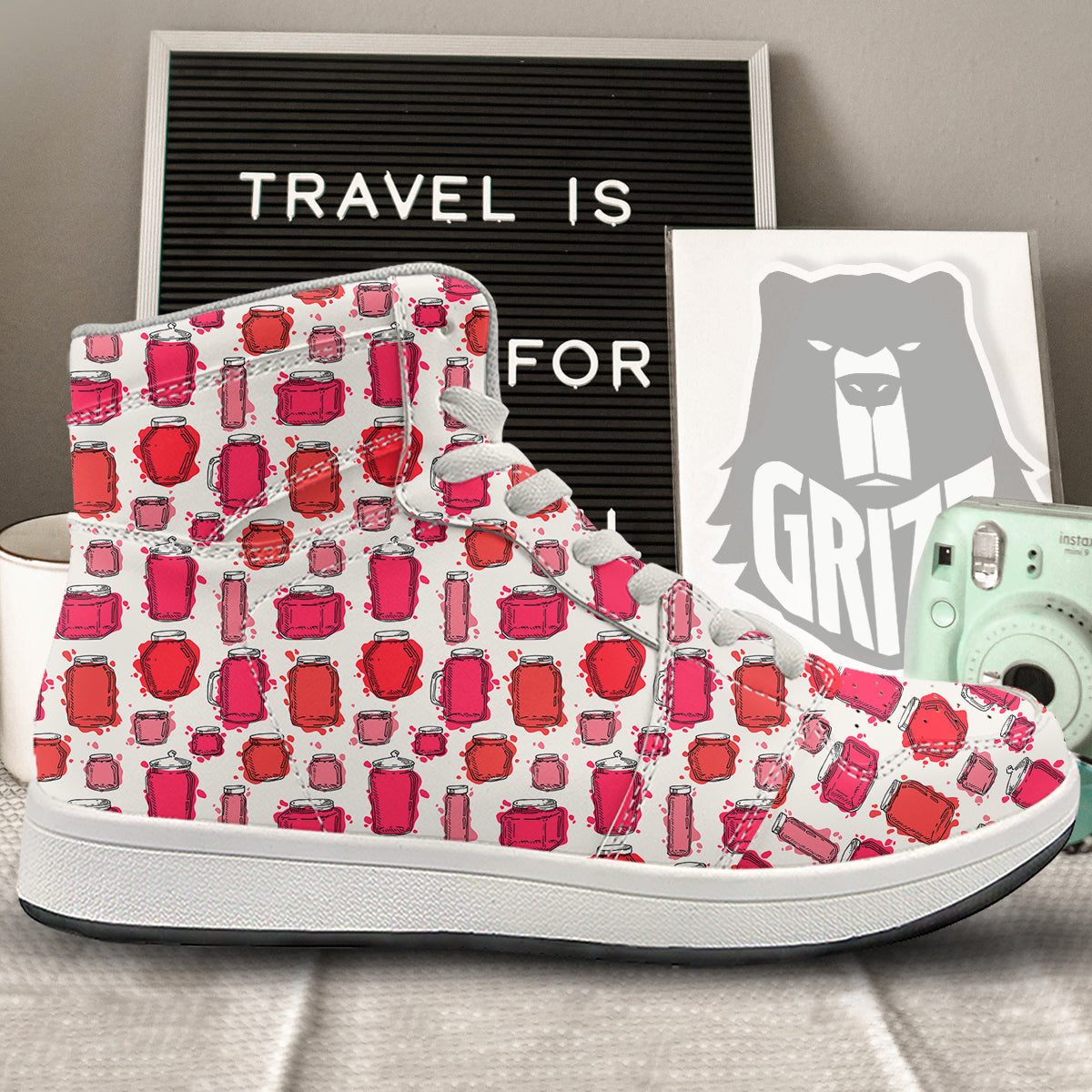 Canning Watercolor Print Pattern High Top Sneakers-grizzshop