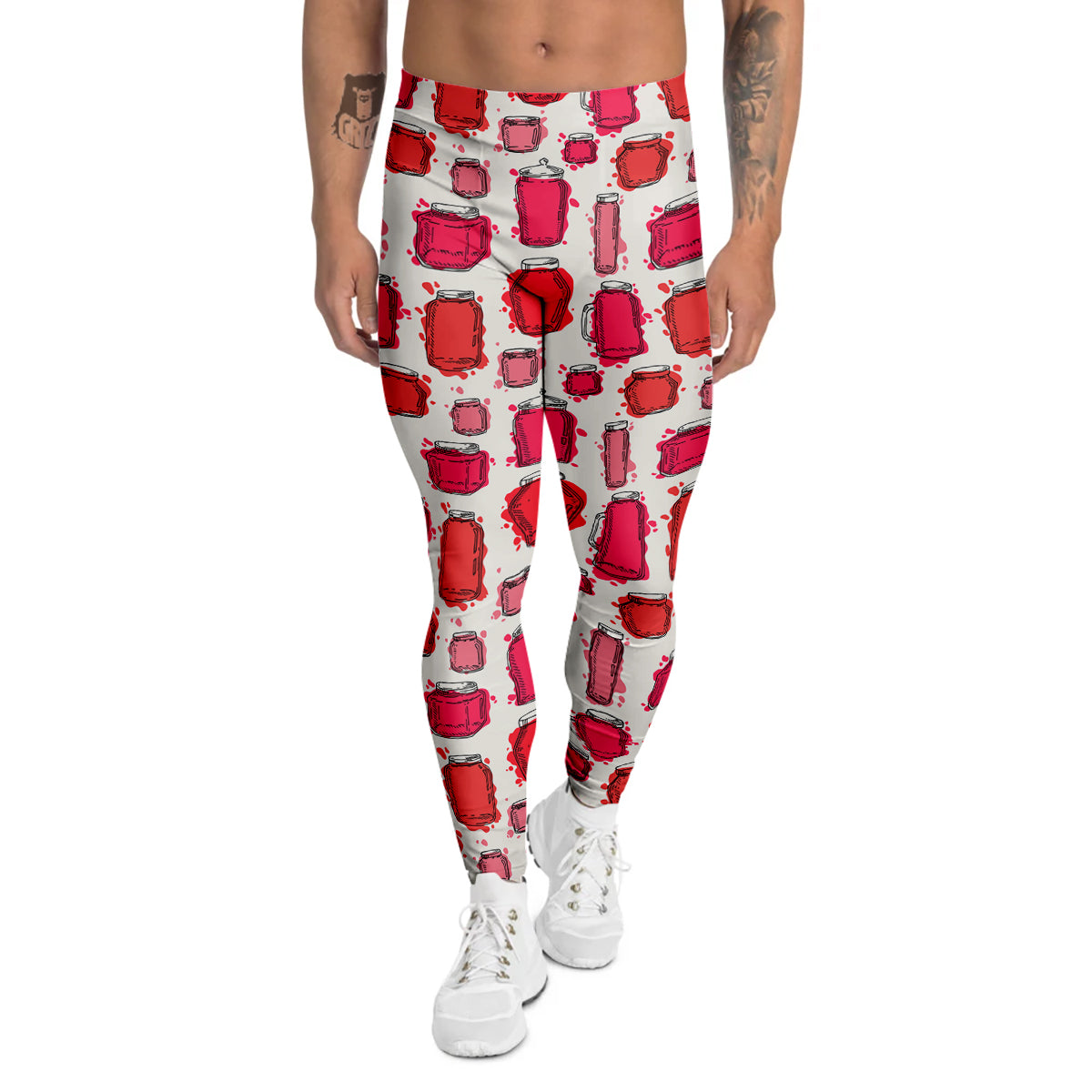 Canning Watercolor Print Pattern Men's Leggings-grizzshop