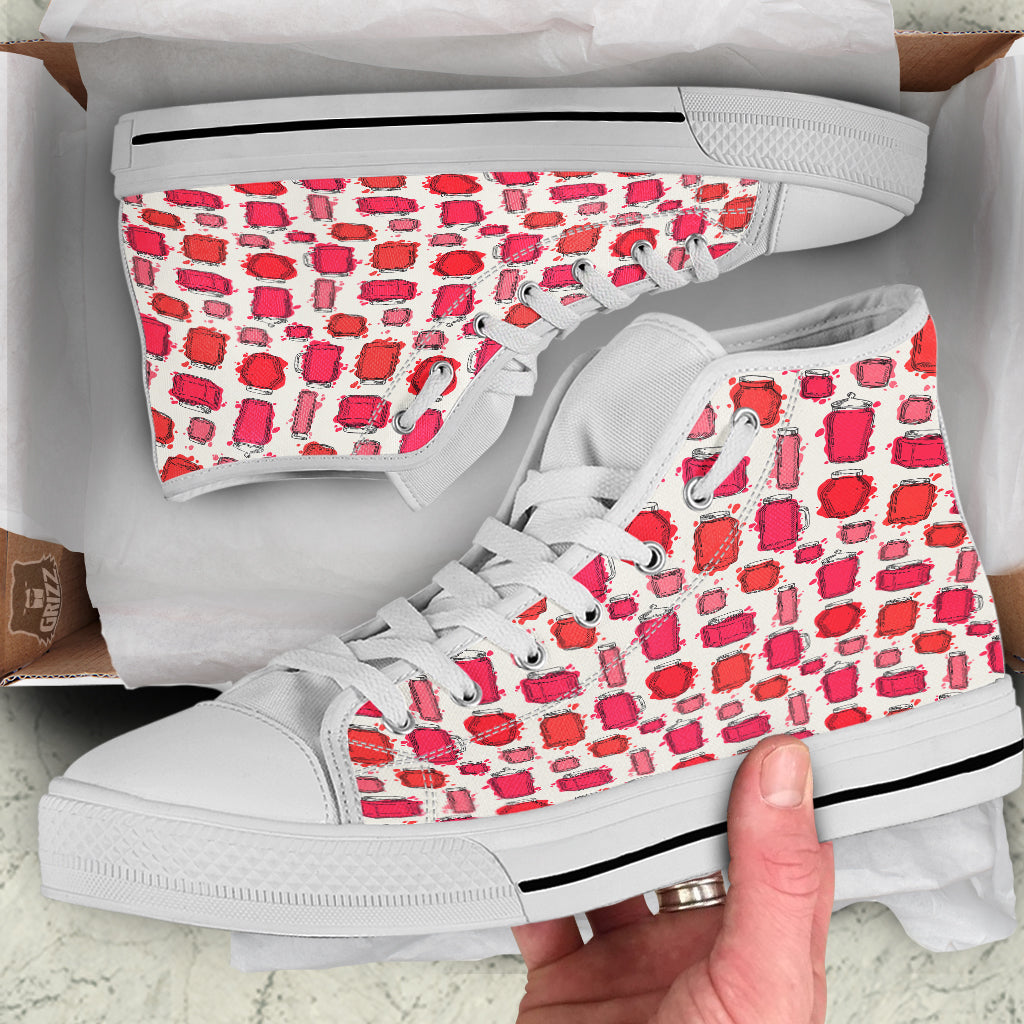 Canning Watercolor Print Pattern White High Top Shoes-grizzshop
