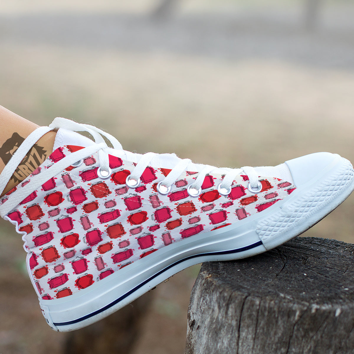 Canning Watercolor Print Pattern White High Top Shoes-grizzshop