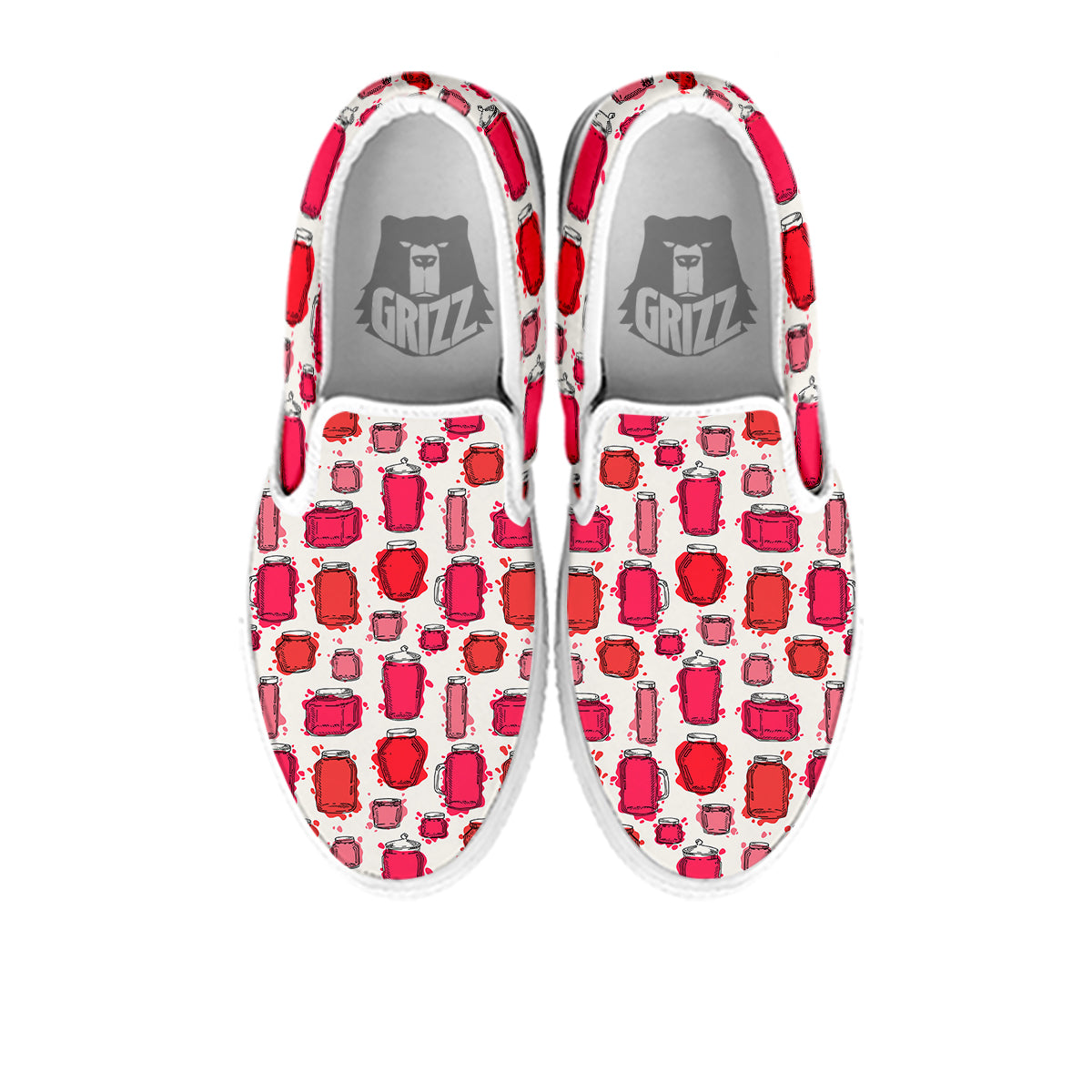 Canning Watercolor Print Pattern White Slip On Shoes-grizzshop