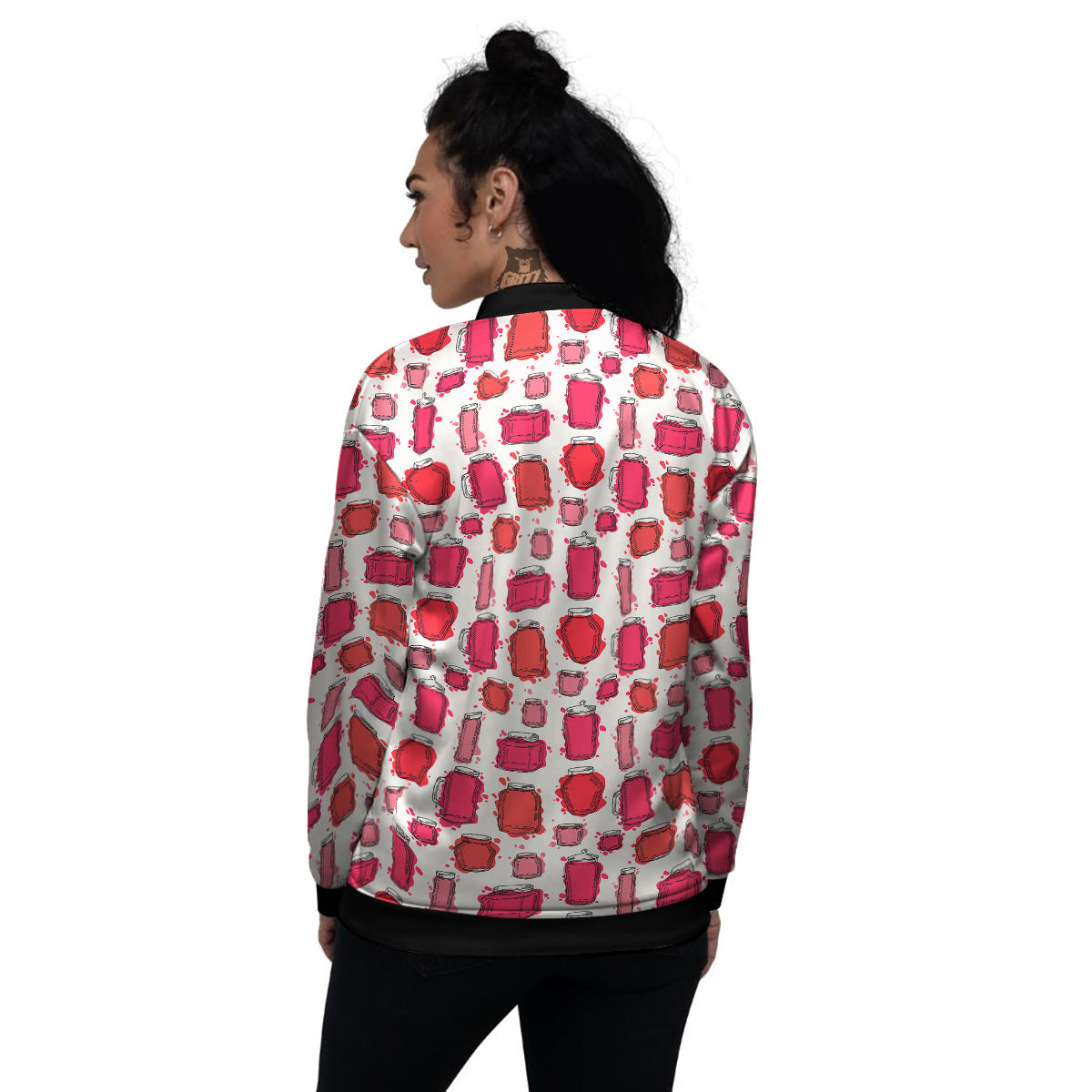 Canning Watercolor Print Pattern Women's Bomber Jacket-grizzshop
