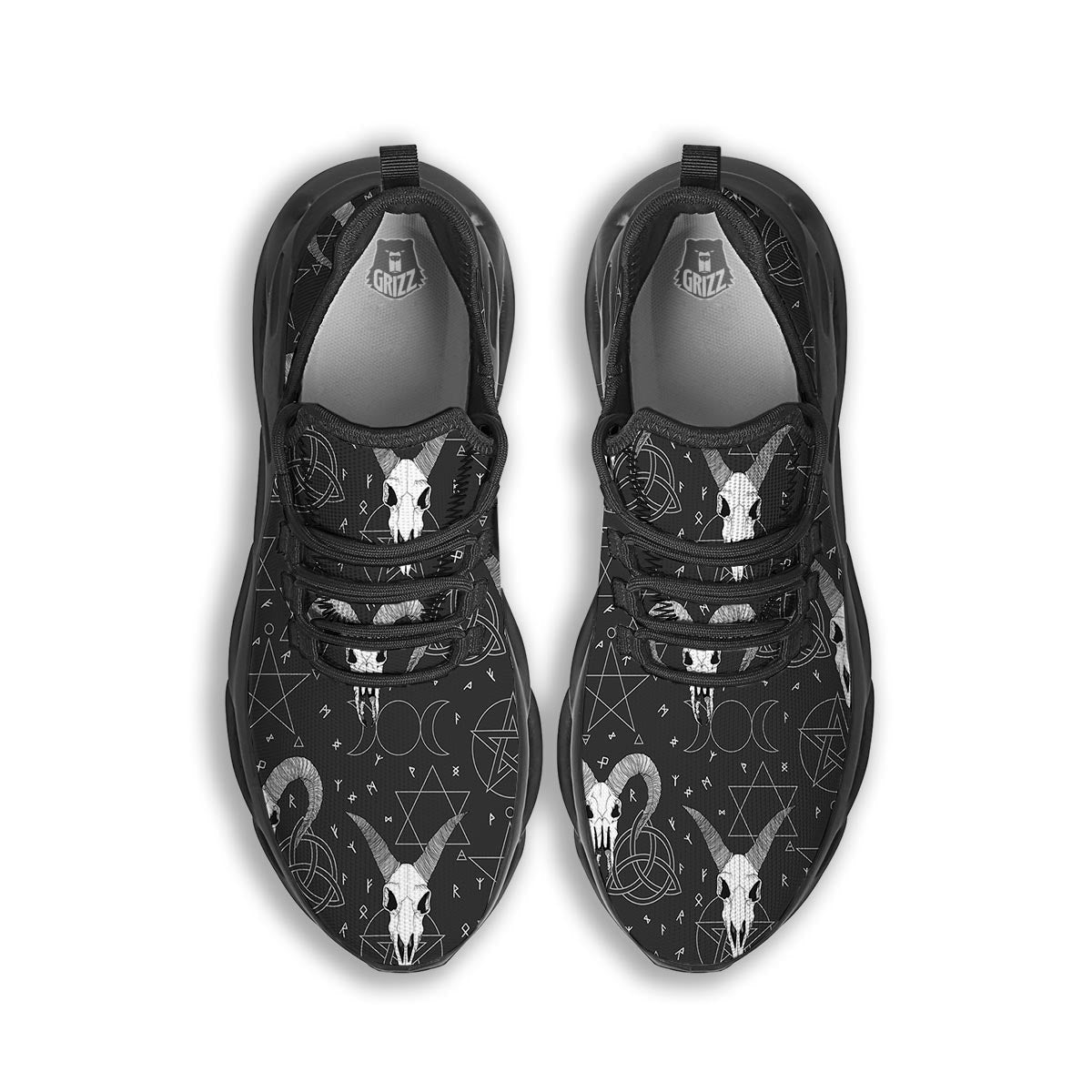 Capricorn Astrology Gothic Witch Black Running Shoes-grizzshop