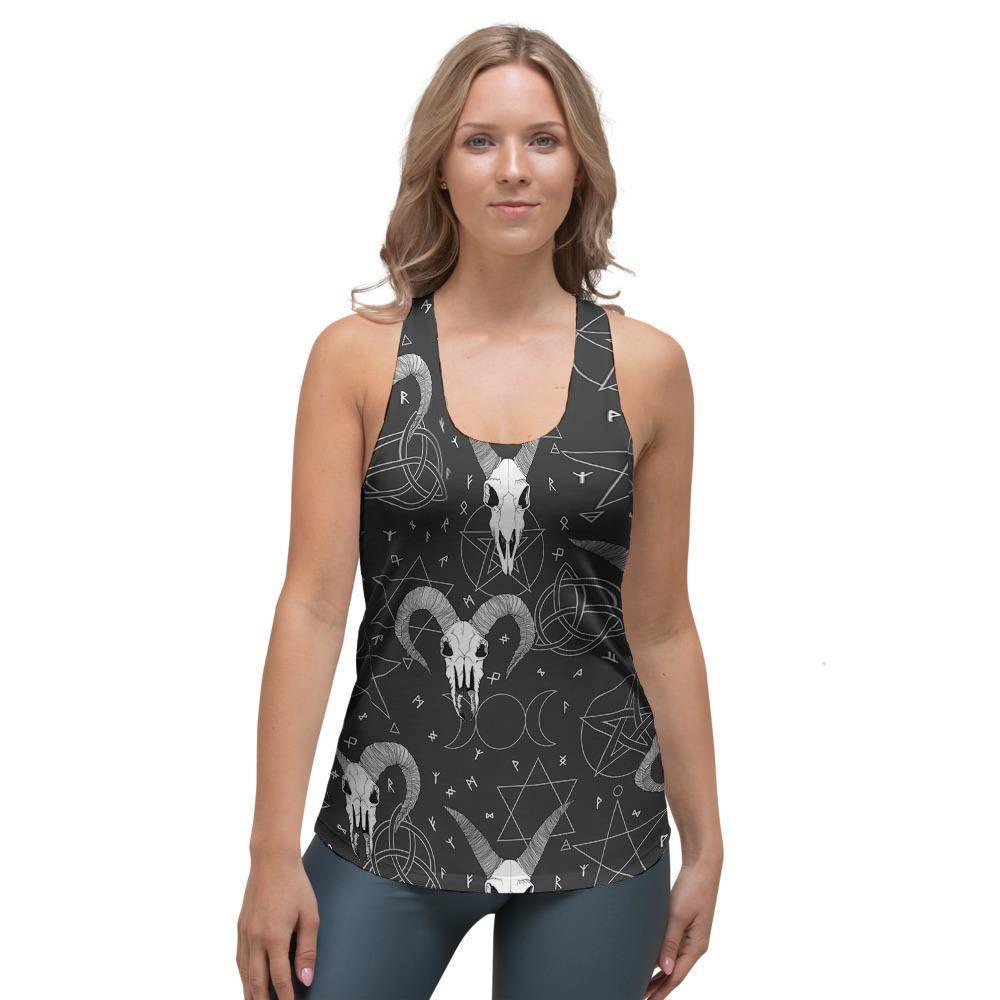 Capricorn Astrology Gothic Witch Women's Racerback Tank Top-grizzshop