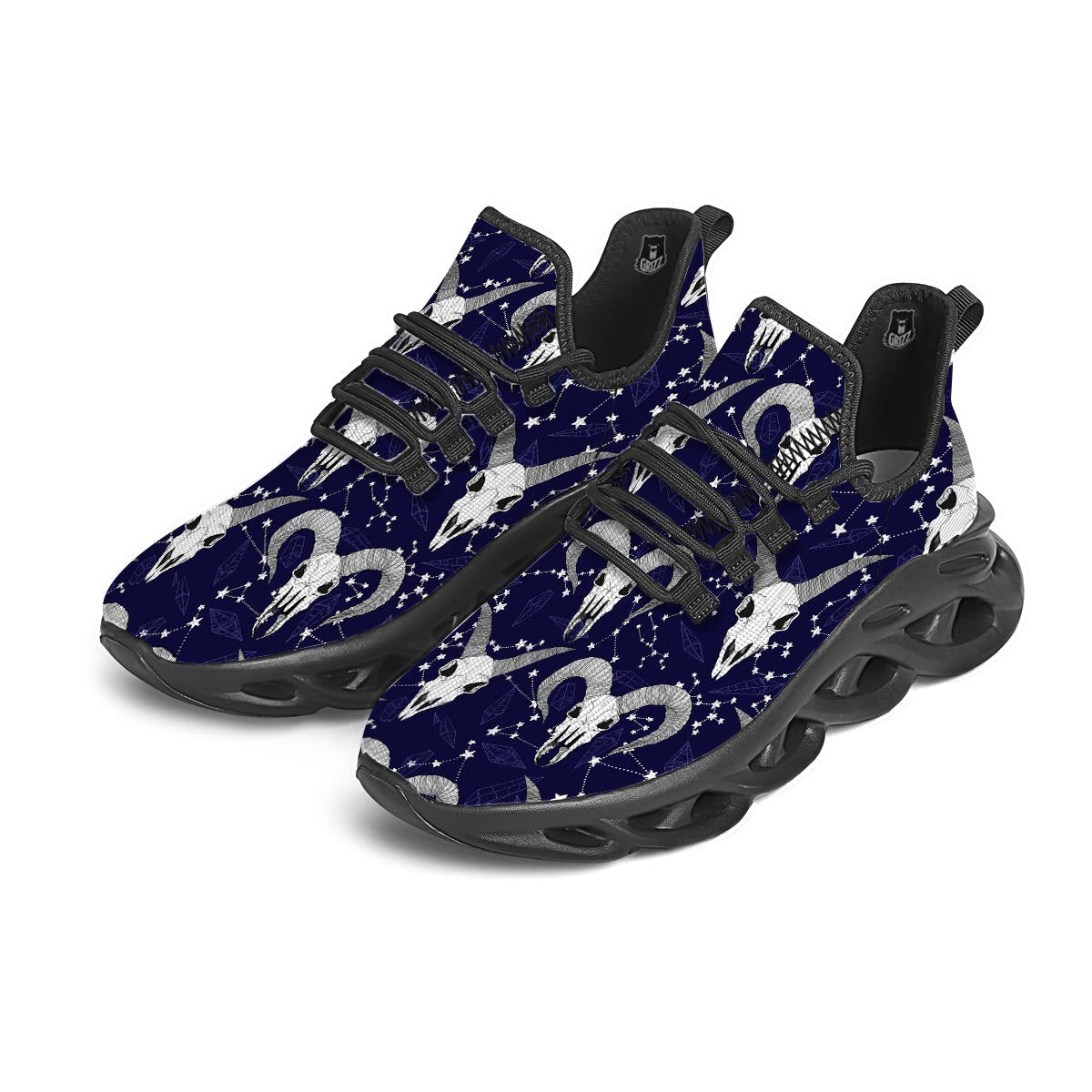 Capricorn Astrology Magic Witch Black Running Shoes-grizzshop