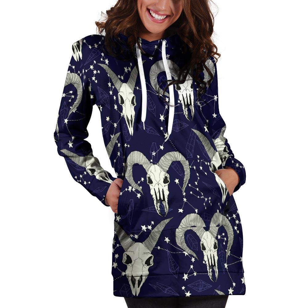 Capricorn Astrology Magic Witch Hoodie Dress-grizzshop