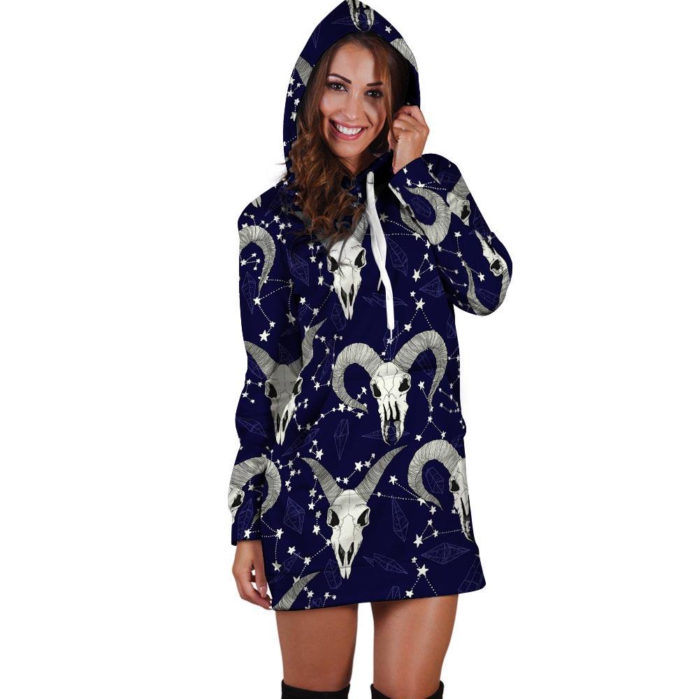 Capricorn Astrology Magic Witch Hoodie Dress-grizzshop