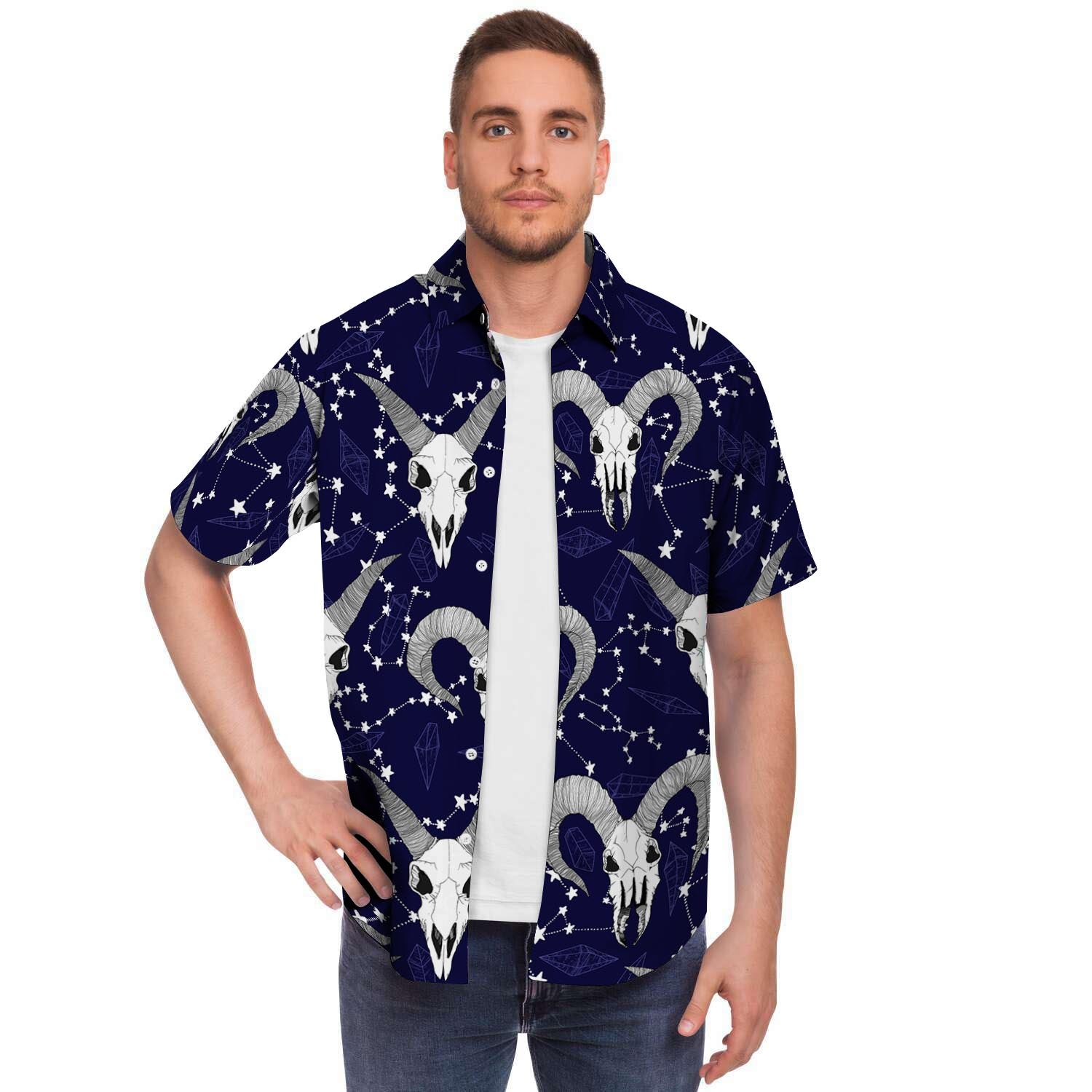 Capricorn Astrology Magic Witch Men's Short Sleeve Shirt-grizzshop