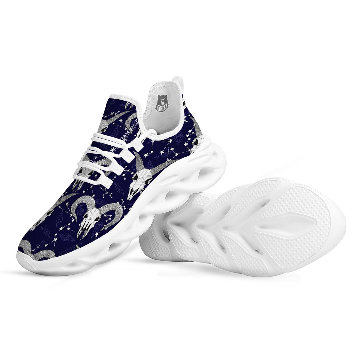 Capricorn Astrology Magic Witch White Running Shoes-grizzshop