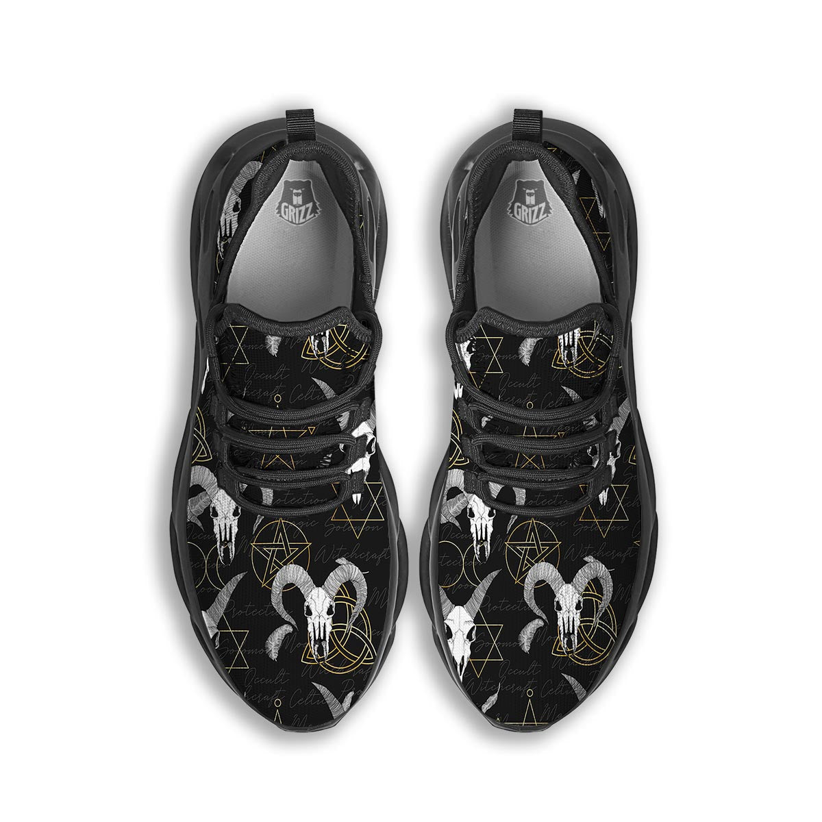 Capricorn Astrology Witch Gothic Black Running Shoes-grizzshop