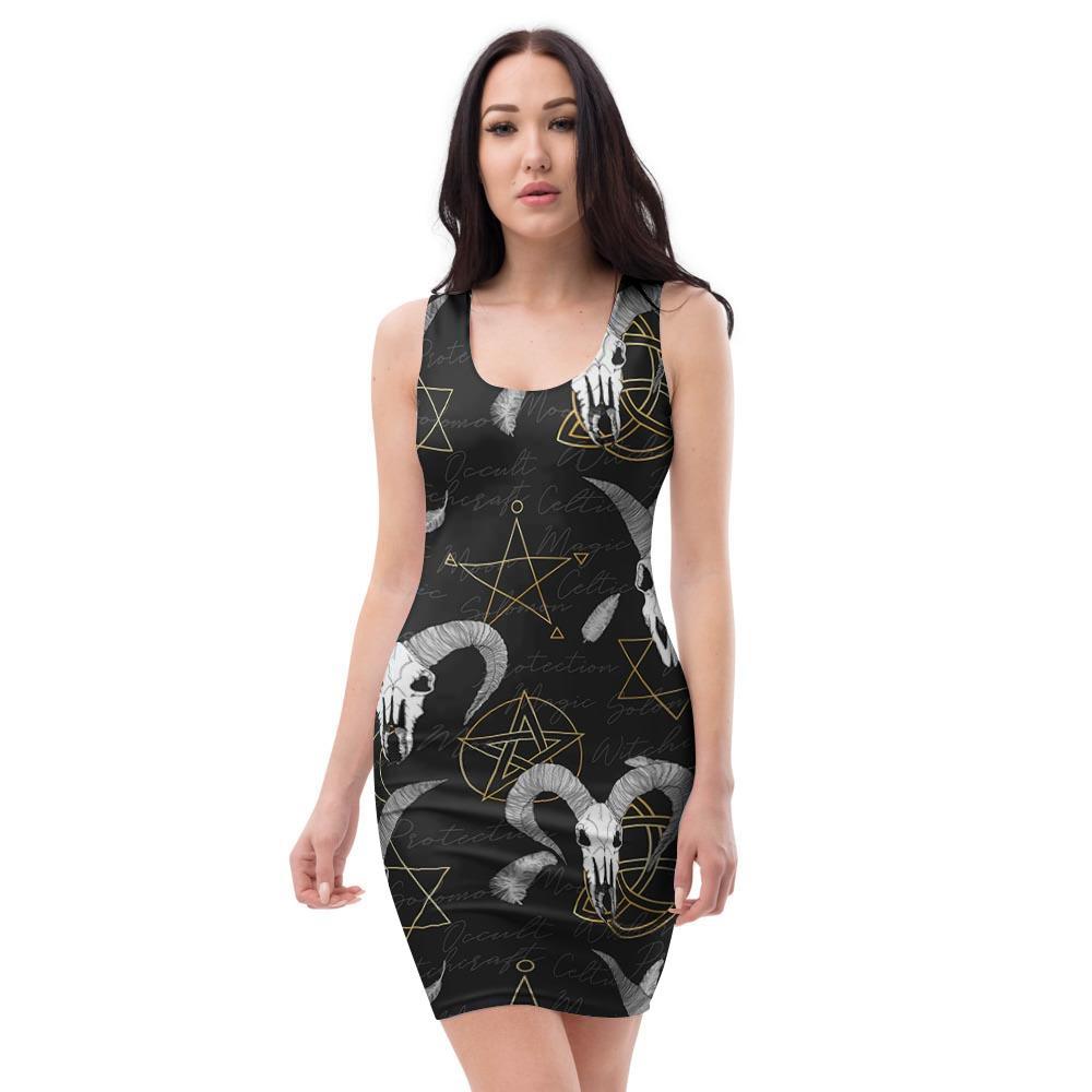 Capricorn Astrology Witch Gothic Bodycon Dress-grizzshop
