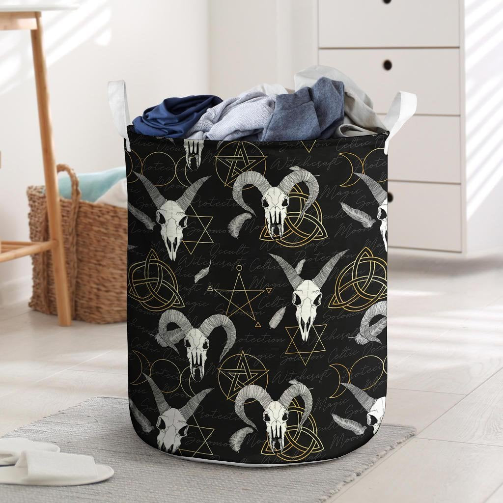 Capricorn Astrology Witch Gothic Laundry Basket-grizzshop