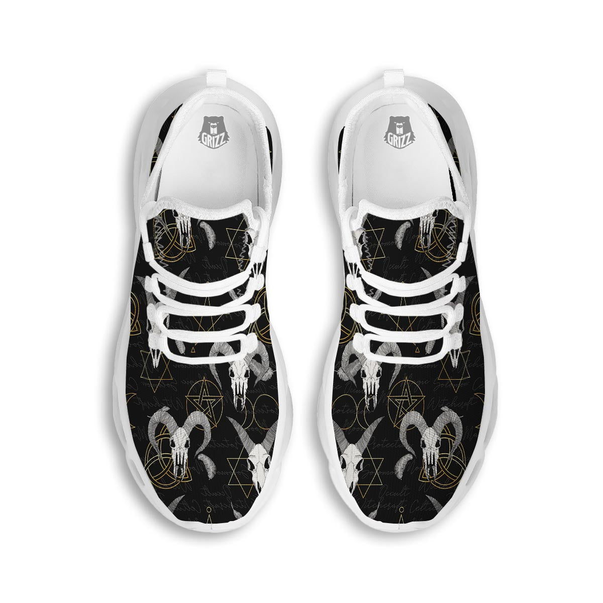 Capricorn Astrology Witch Gothic White Running Shoes-grizzshop