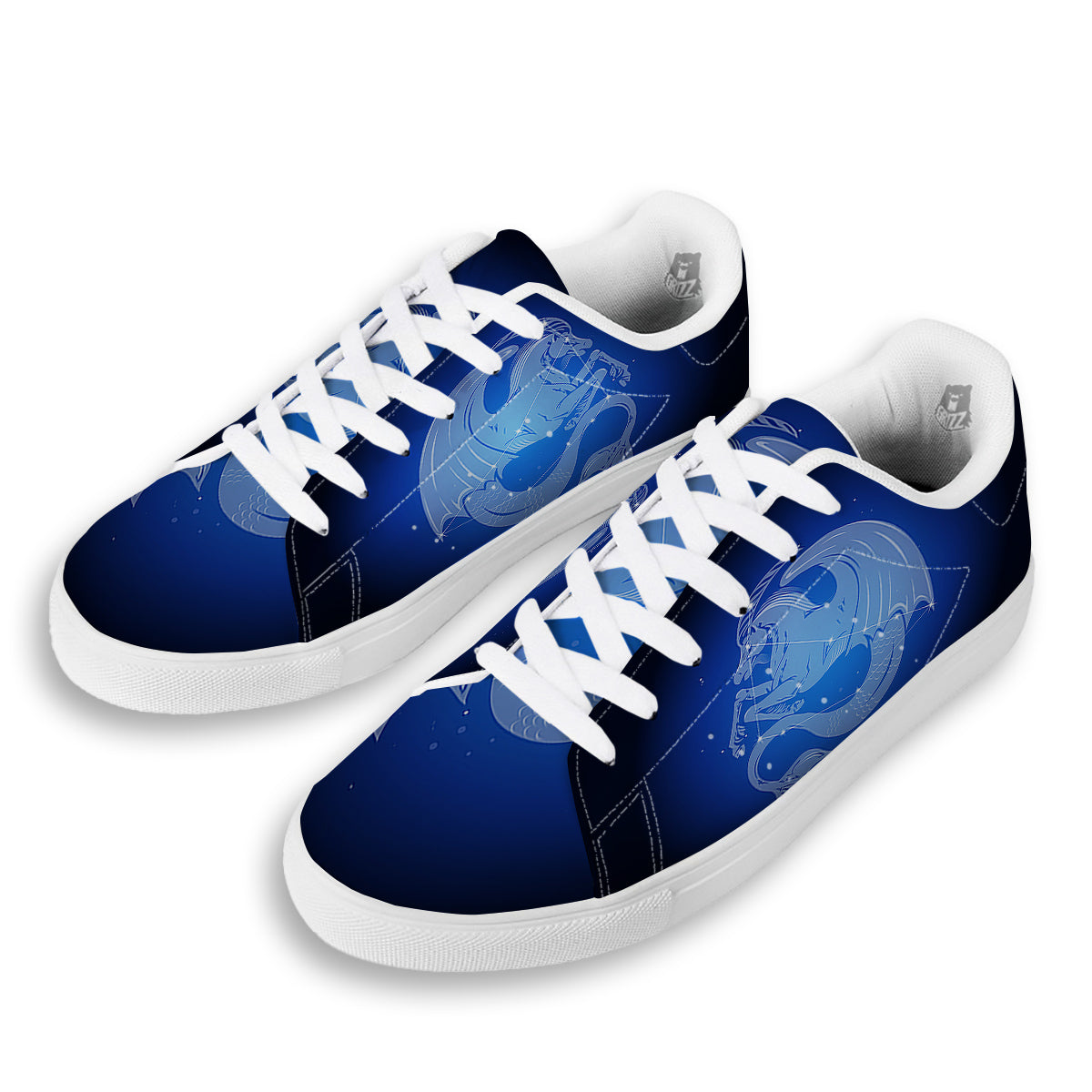 Capricorn Constellation Print White Low Top Sneakers-grizzshop