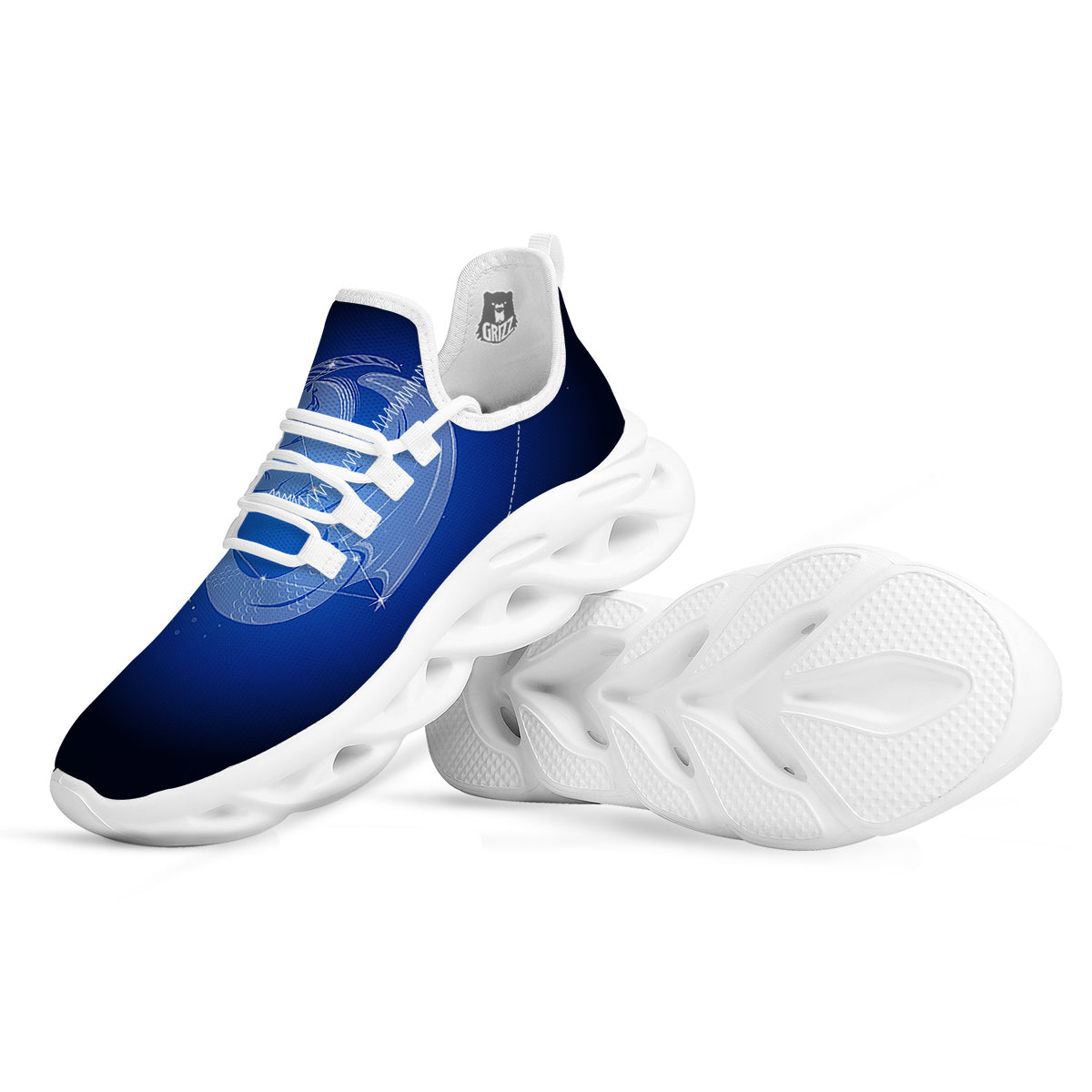 Capricorn Constellation Print White Running Shoes-grizzshop