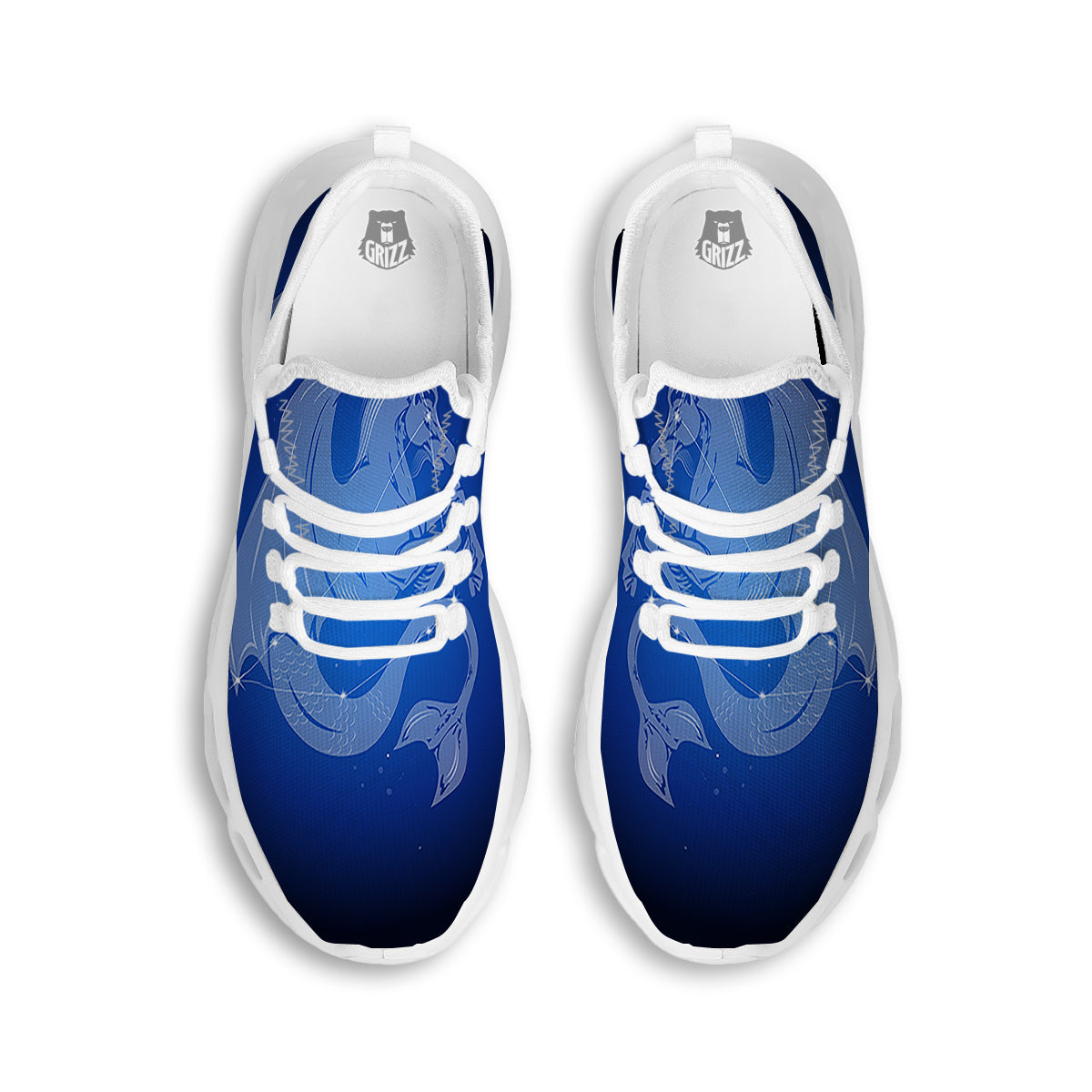 Capricorn Constellation Print White Running Shoes-grizzshop