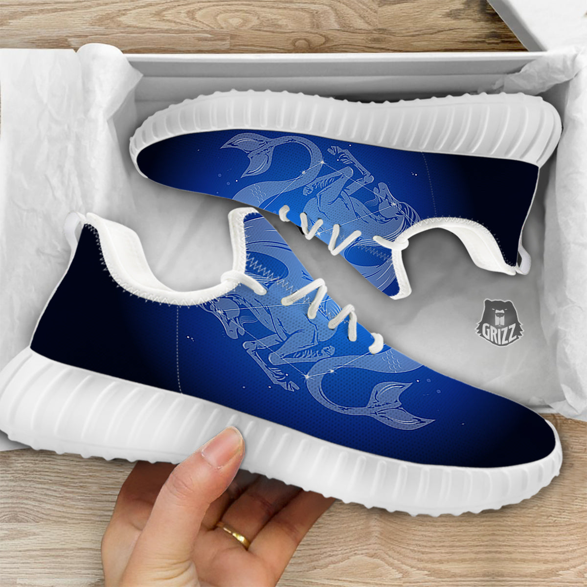 Capricorn Constellation Print White Walking Shoes-grizzshop