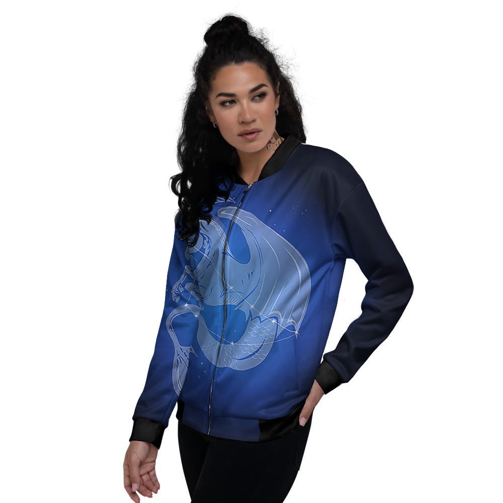 Capricorn Constellation Print Women's Bomber Jacket-grizzshop