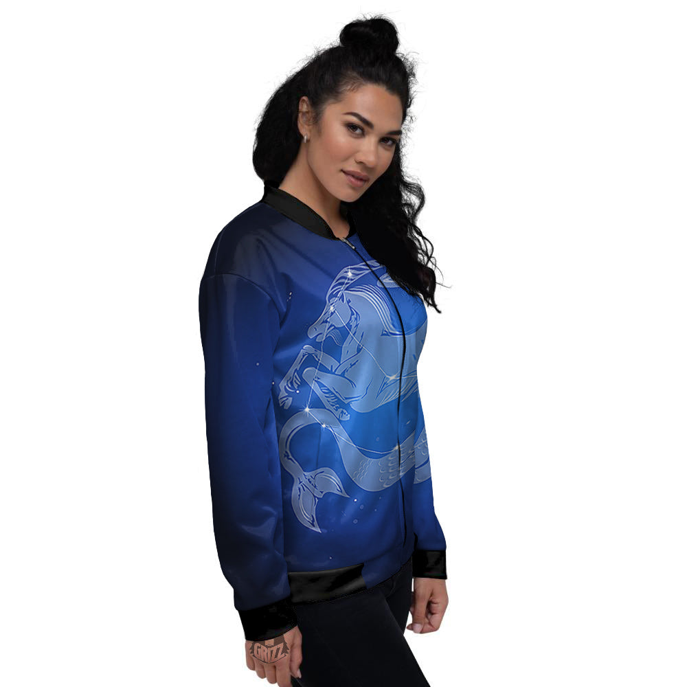 Capricorn Constellation Print Women's Bomber Jacket-grizzshop