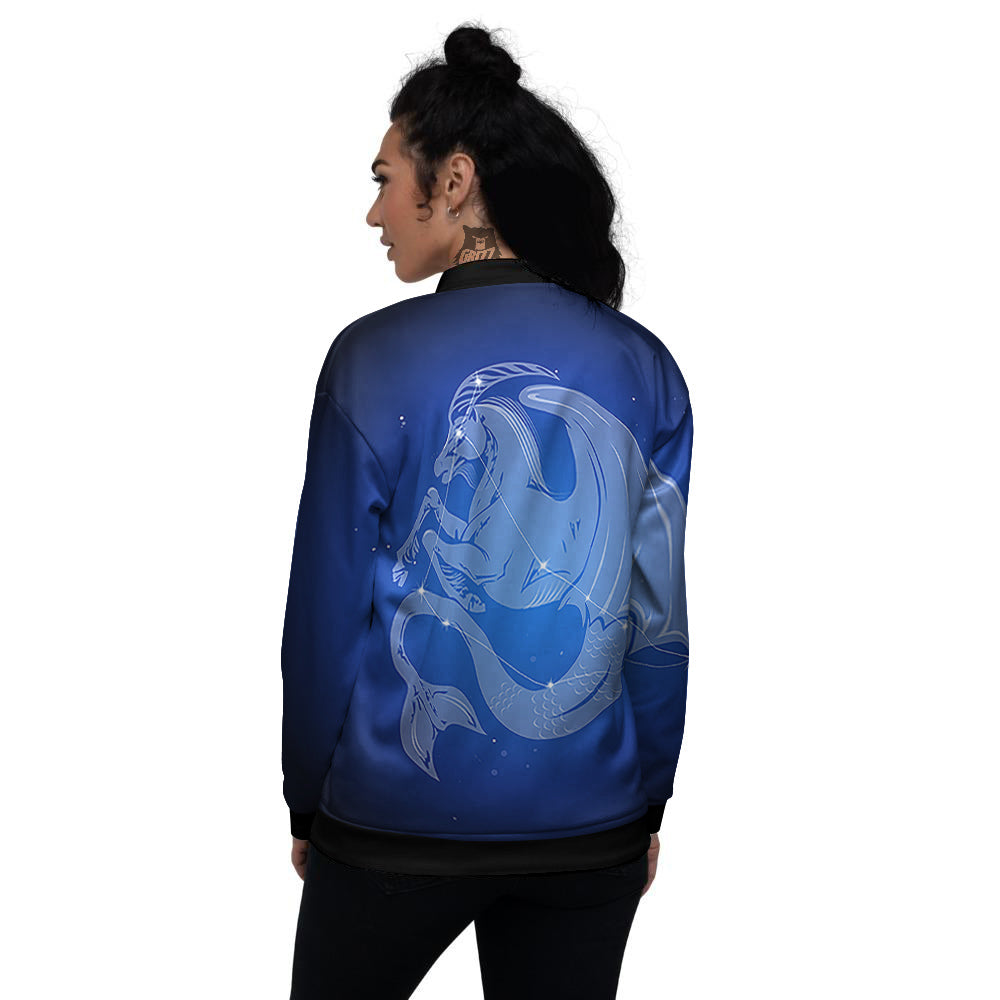 Capricorn Constellation Print Women's Bomber Jacket-grizzshop