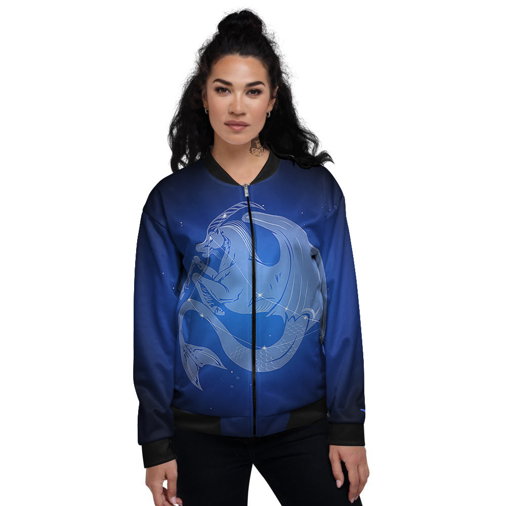 Capricorn Constellation Print Women's Bomber Jacket-grizzshop