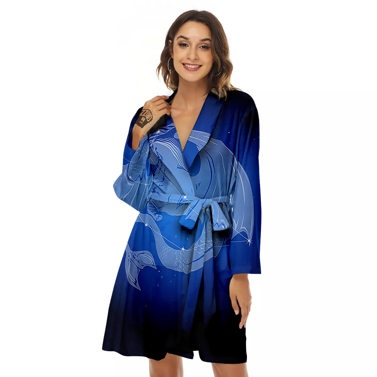 Capricorn Constellation Print Women's Robe-grizzshop