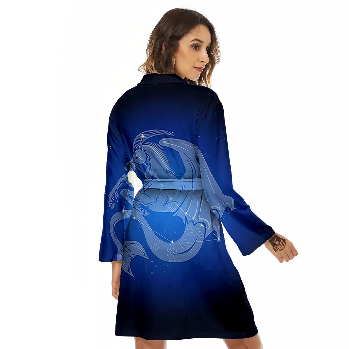 Capricorn Constellation Print Women's Robe-grizzshop