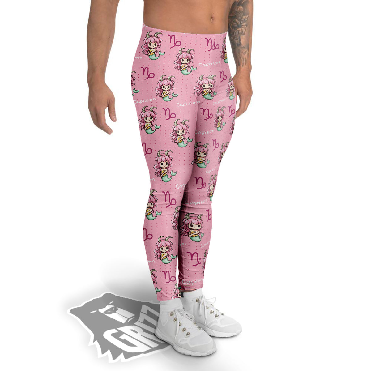 Capricorn Cute Cartoon Print Pattern Men's Leggings-grizzshop