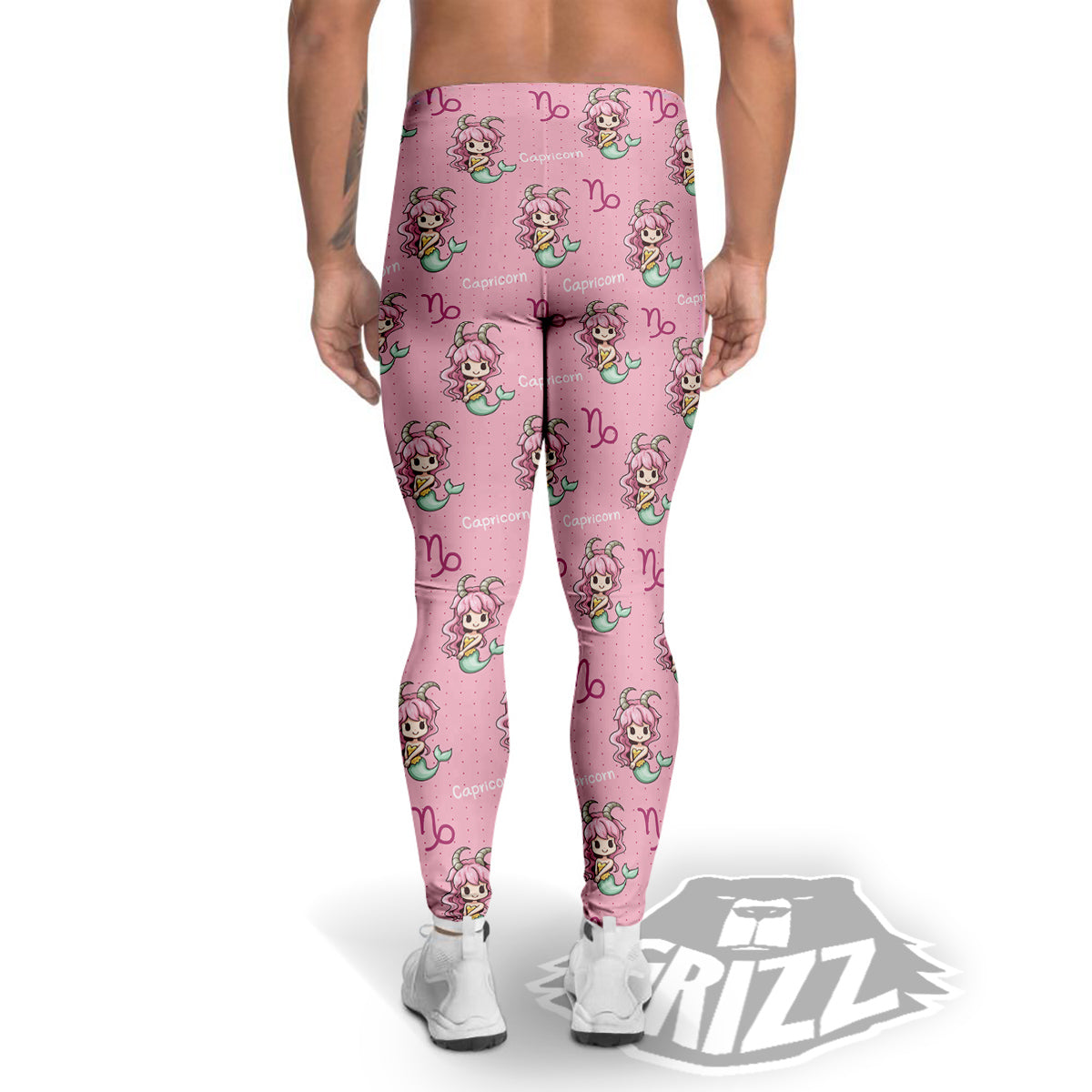 Capricorn Cute Cartoon Print Pattern Men's Leggings-grizzshop