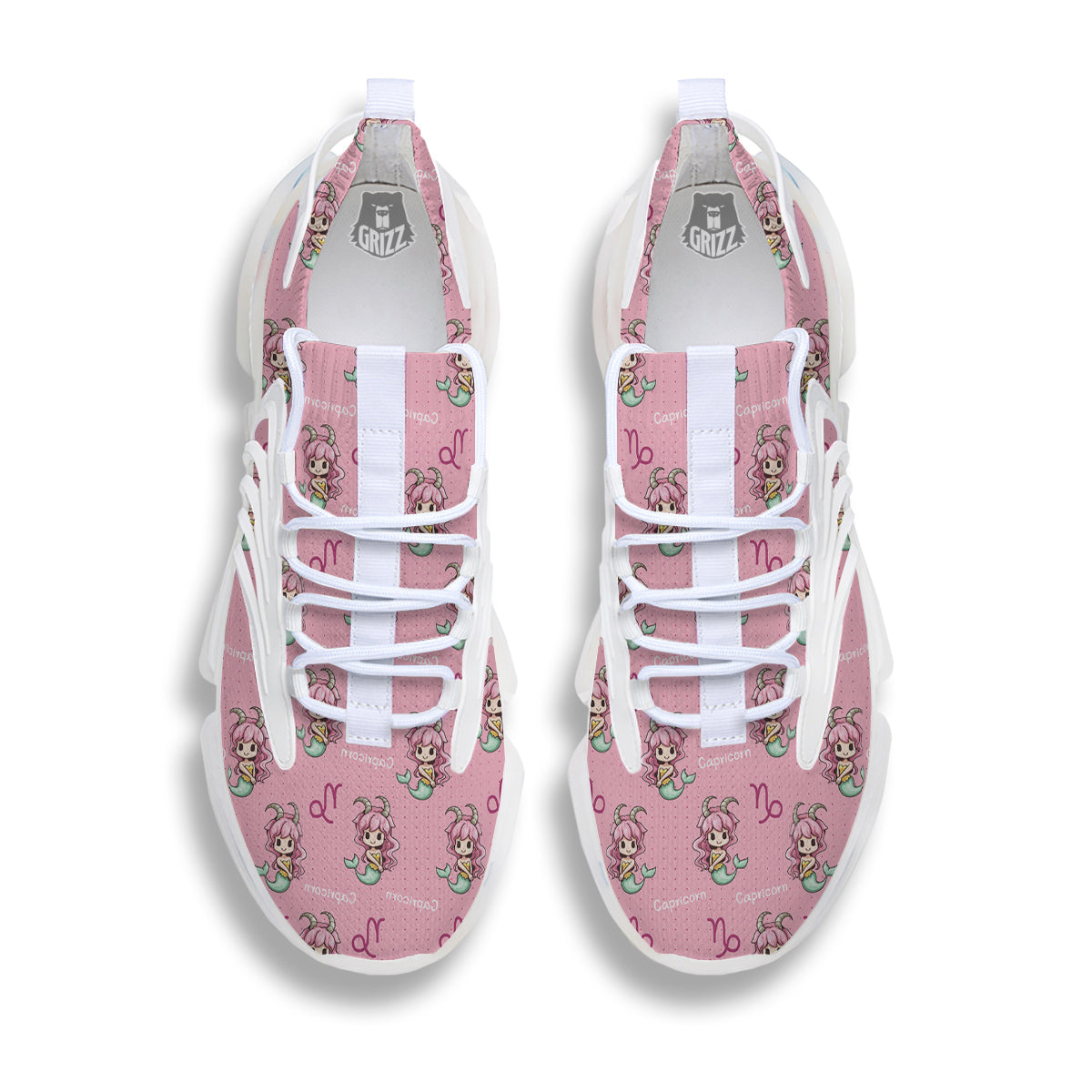 Capricorn Cute Cartoon Print Pattern White Gym Shoes-grizzshop
