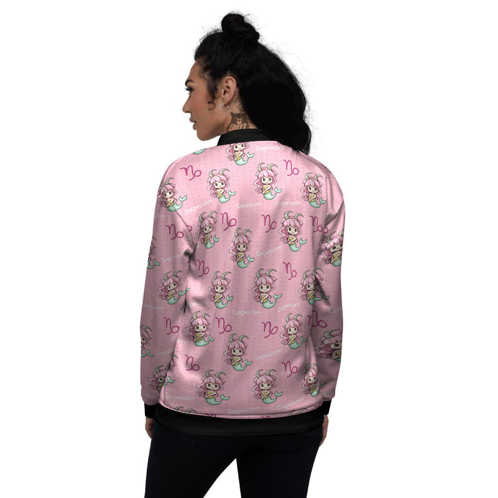 Capricorn Cute Cartoon Print Pattern Women's Bomber Jacket-grizzshop