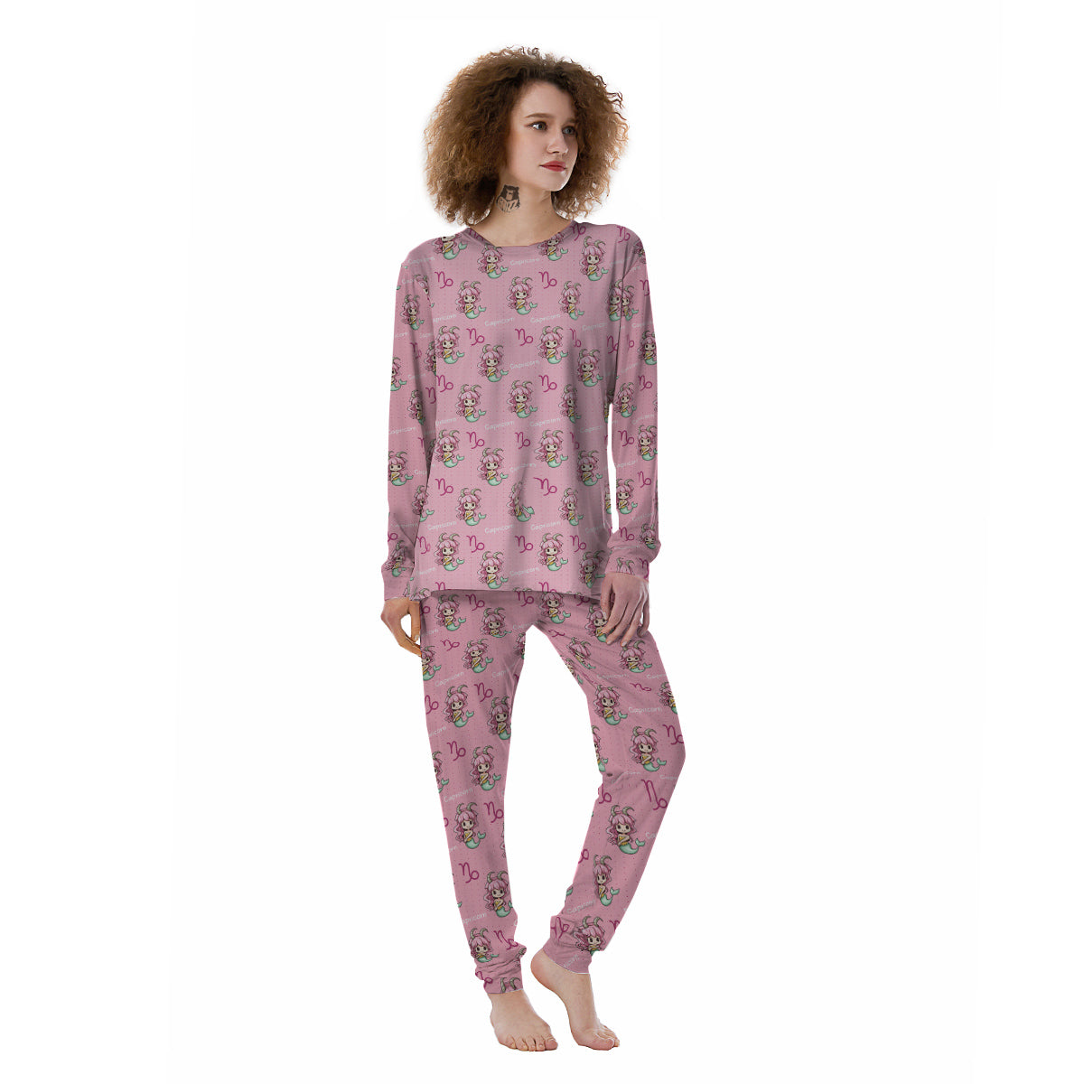 Capricorn Cute Cartoon Print Pattern Women's Pajamas-grizzshop