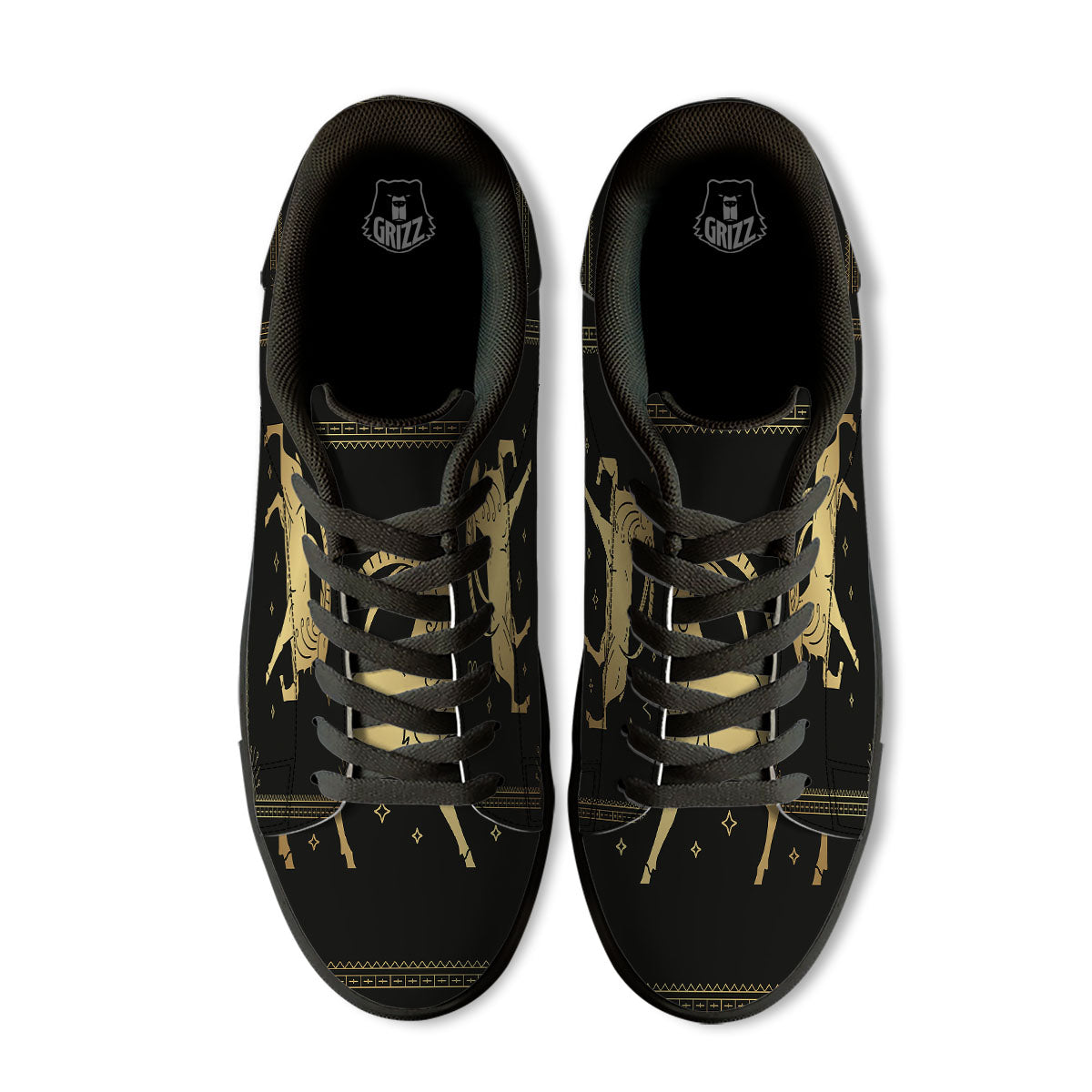 Capricorn Sign Astrological Print Black Low Top Sneakers-grizzshop