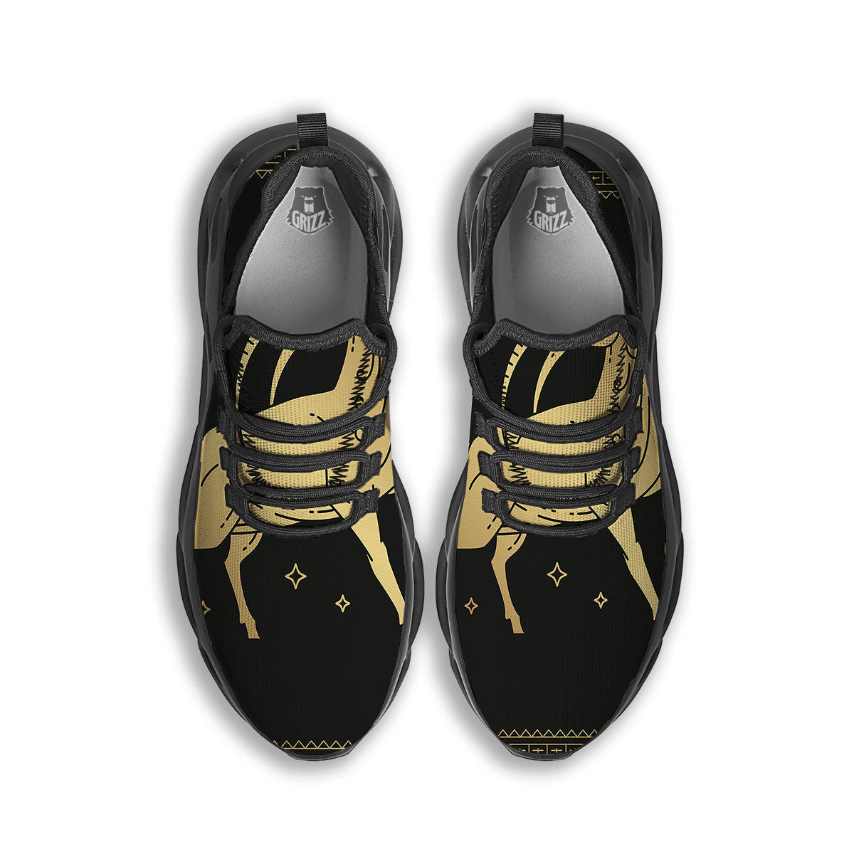 Capricorn Sign Astrological Print Black Running Shoes-grizzshop