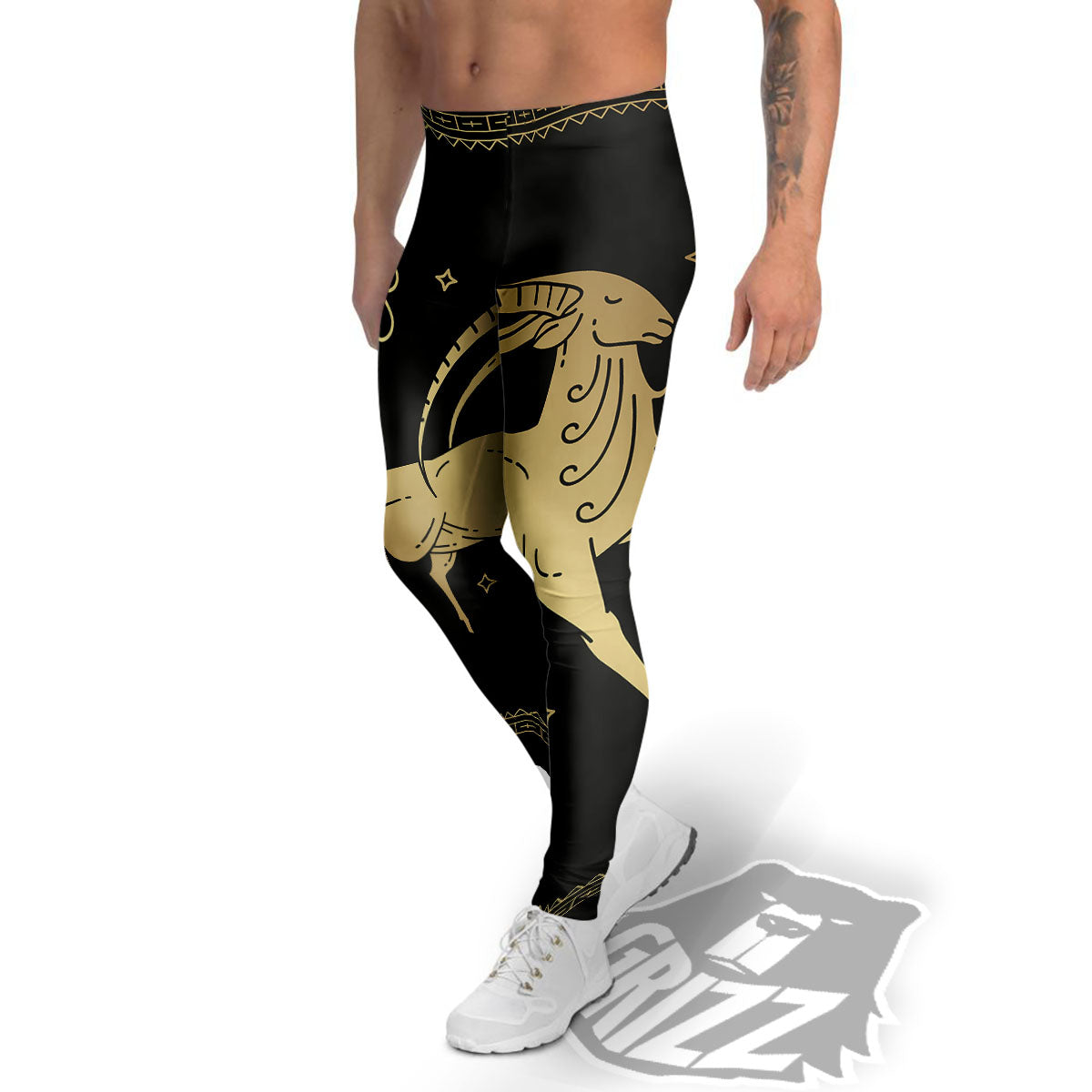 Capricorn Sign Astrological Print Men's Leggings-grizzshop