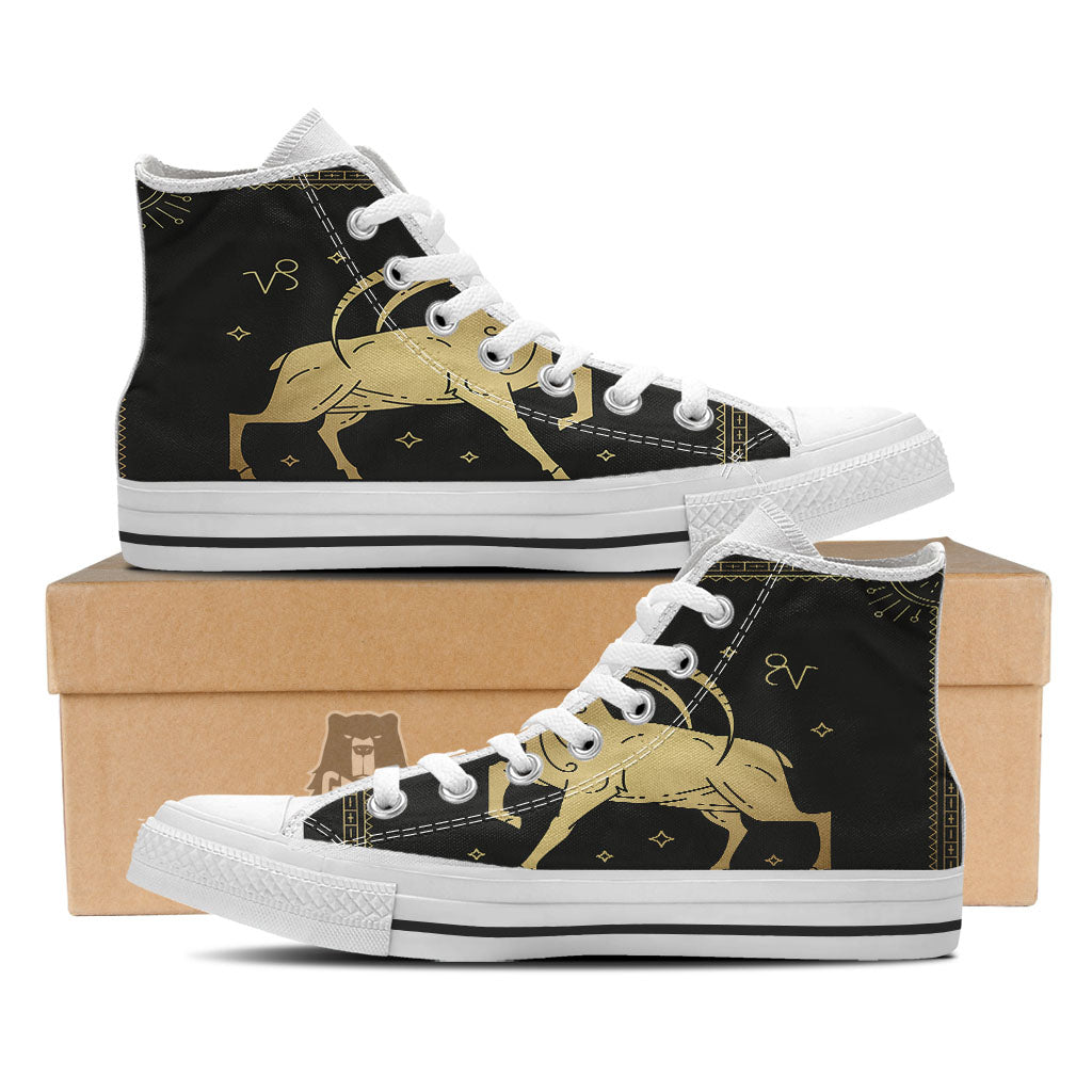 Capricorn Sign Astrological Print White High Top Shoes-grizzshop
