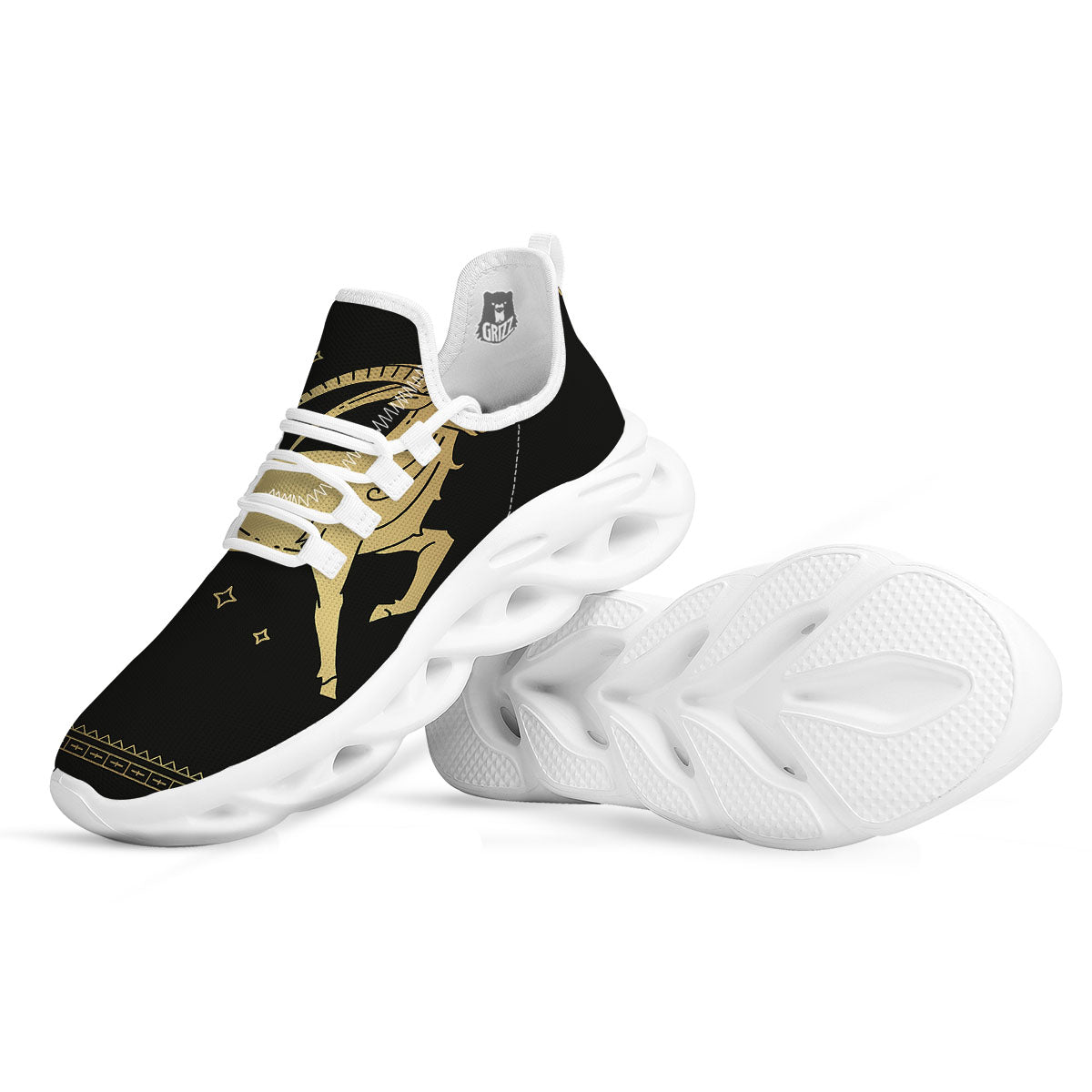 Capricorn Sign Astrological Print White Running Shoes-grizzshop