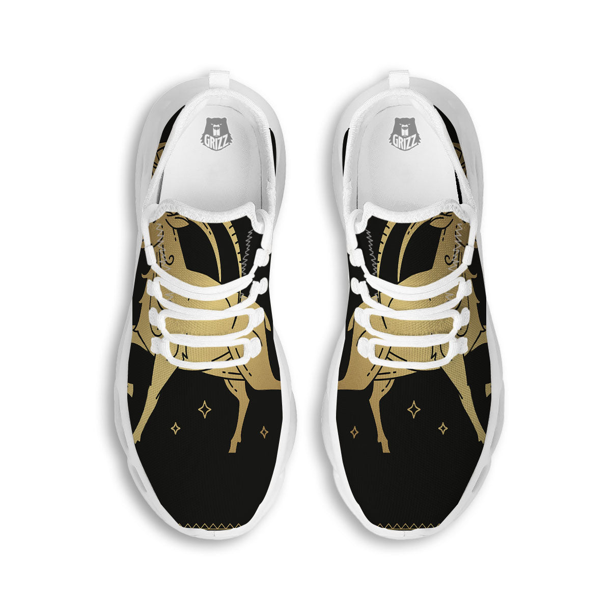 Capricorn Sign Astrological Print White Running Shoes-grizzshop
