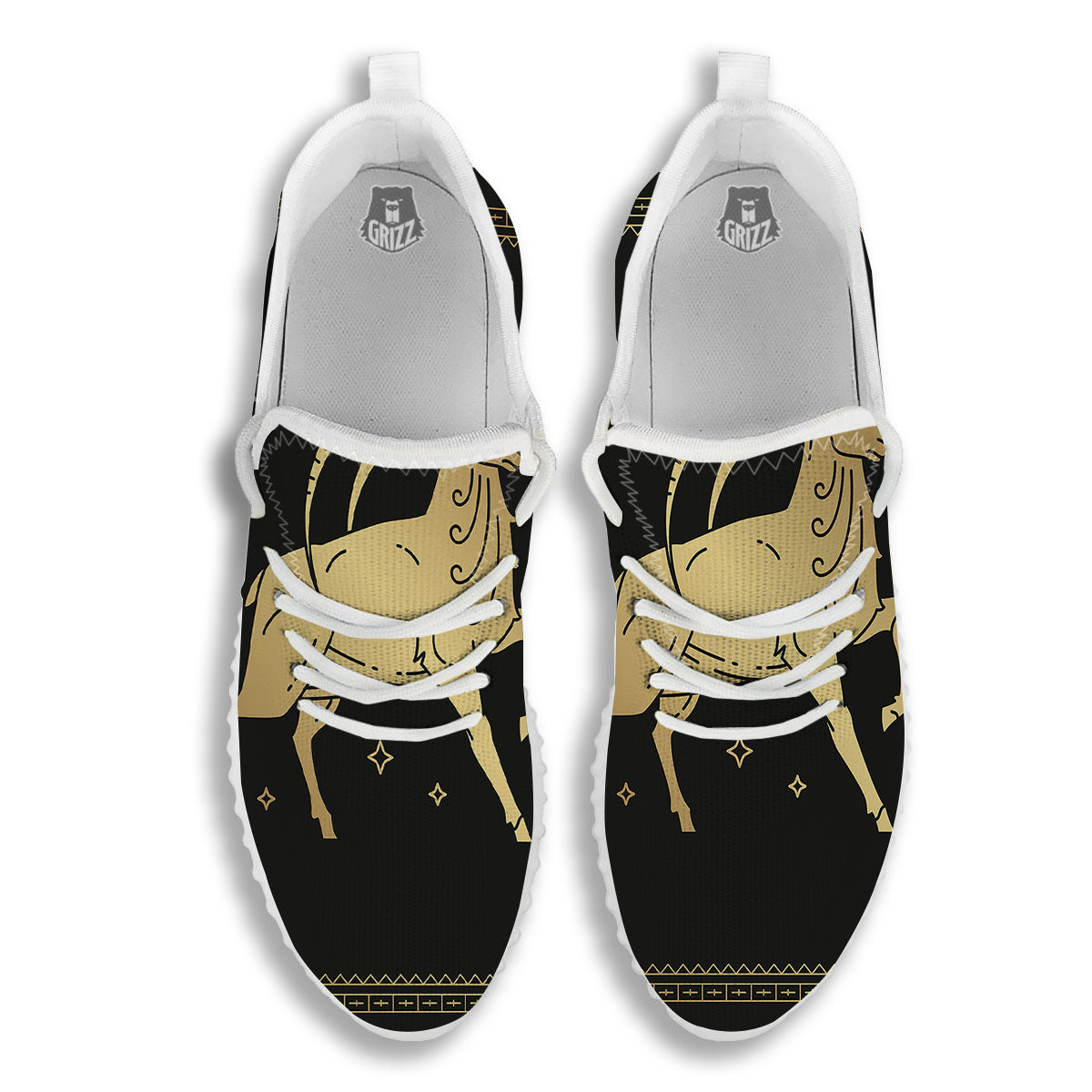 Capricorn Sign Astrological Print White Walking Shoes-grizzshop