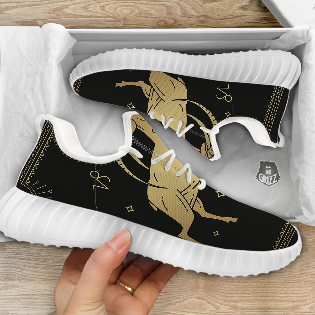 Capricorn Sign Astrological Print White Walking Shoes-grizzshop