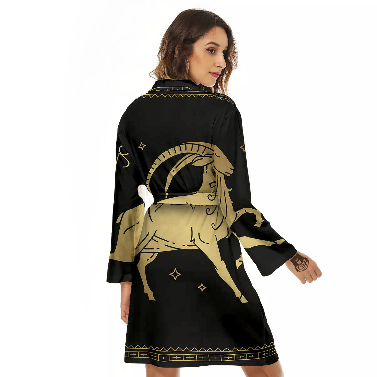 Capricorn Sign Astrological Print Women's Robe-grizzshop