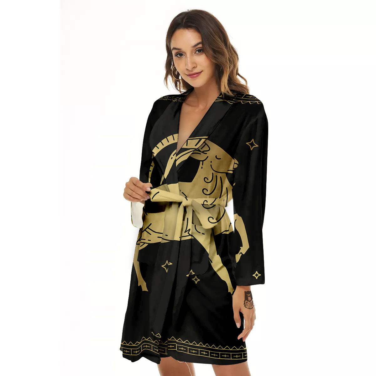 Capricorn Sign Astrological Print Women's Robe-grizzshop