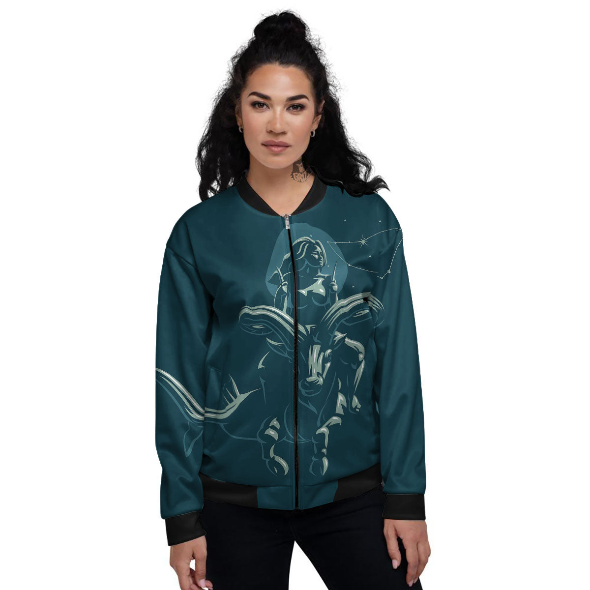 Capricorn Sign Astrology Print Women's Bomber Jacket-grizzshop