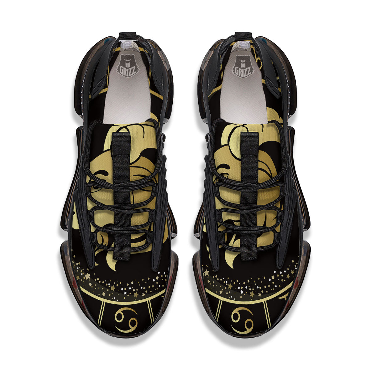 Capricorn Sign Black And Gold Print Black Gym Shoes-grizzshop